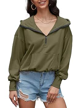Amazon.com: TBA Women High Neck Hoodies Oversized Half Zip