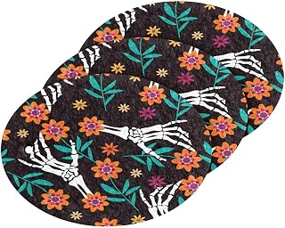 Mexican Sugar Skulls Flowers Kitchen Sponges Skeleton Hands Floral Cleaning Dish Sponges Non-Scratch Scrubber Sponge for Kitchen Bathroom Cars, pack of 3