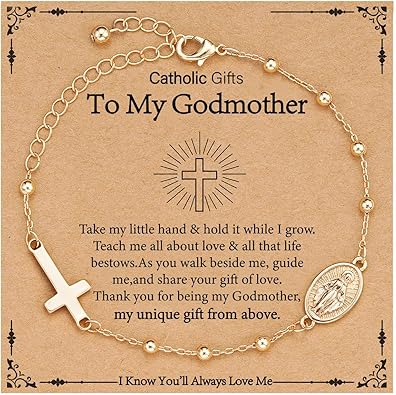 Catholic Virgin Mary Cross Bracelet Gifts for Girls Teens Women, Rosary Beads Charm Link Chain Bracelet Christmas Christian Religious Jewelry Gifts