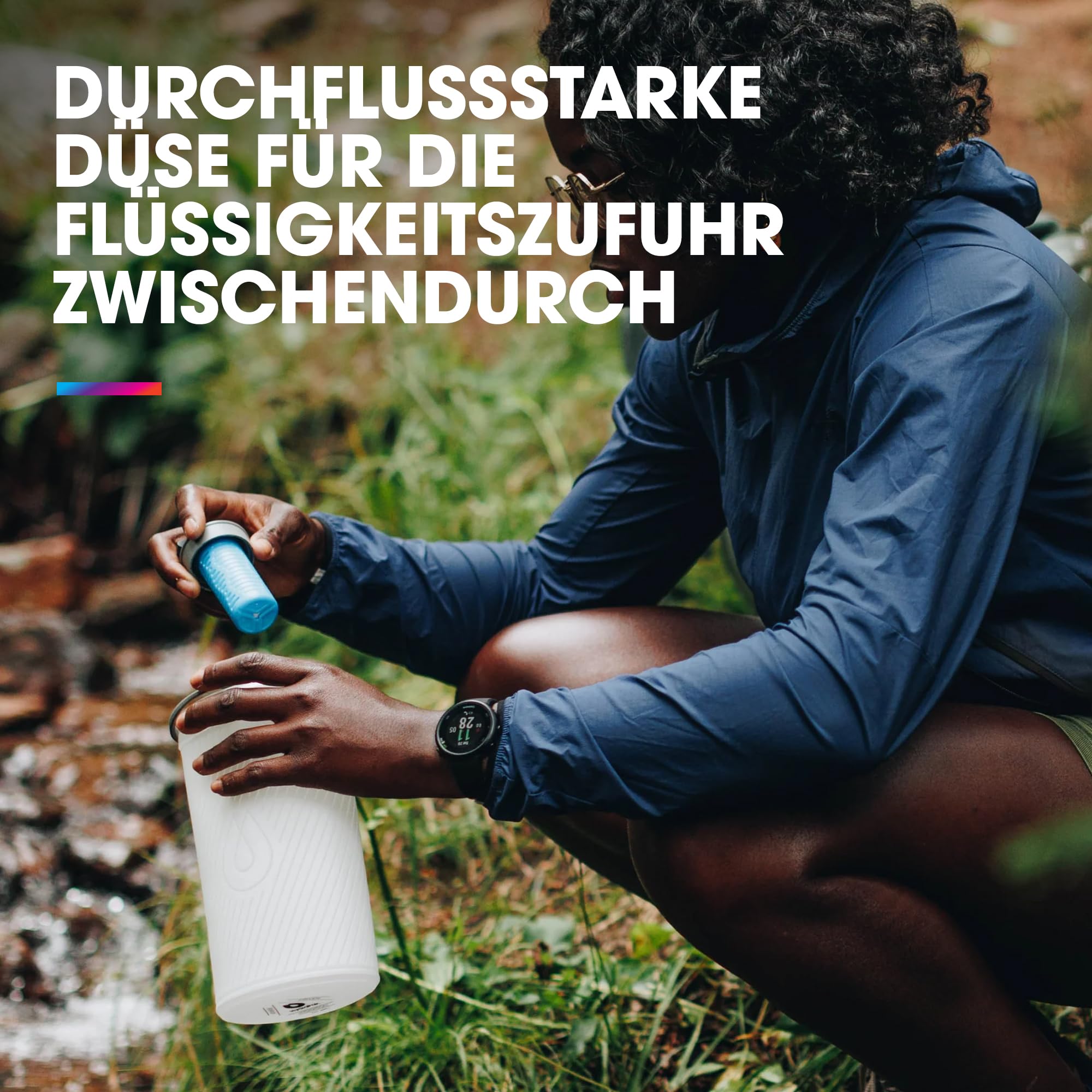 Hydrapak FLUX + 1.5L FILTER KIT - Zusammenklappbare Trinkflasche für Rucksacktouristen - BPA-frei, ultraleicht, auslaufsicherer Drehverschluss - klar