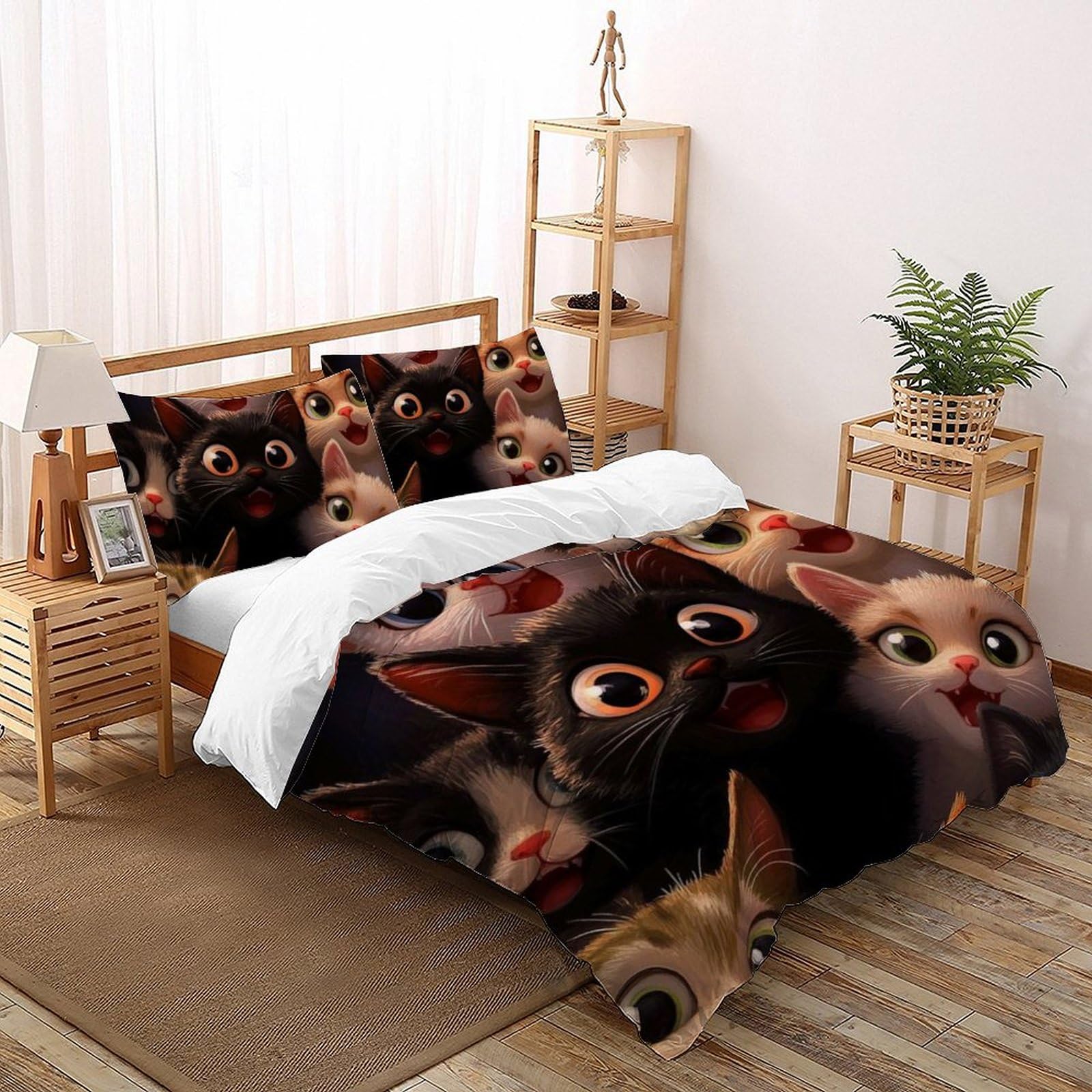 Housse de Couette Fermeture Éclair Animaux Imprimé 3D Facile à Enfiler