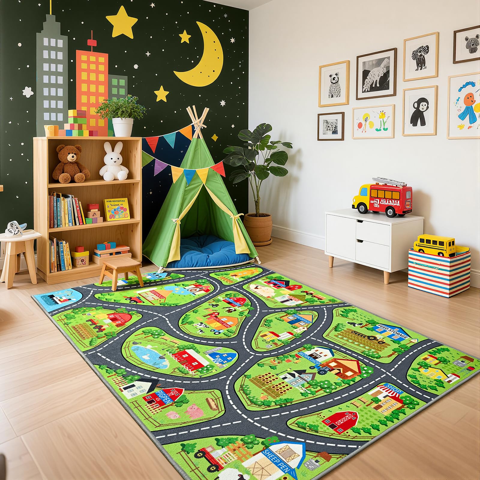 B BENRON Farmyard Adventure Play Rugs - kids room decor | Mubboo