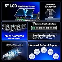 Vista 2 de Tenveo NDI PTZ Camera Controller, 5'' LCD Screen Preview, 4D Joystick, PoE IP PTZ Controller Keyboard for Church Worship Live Streaming Broadcasts
