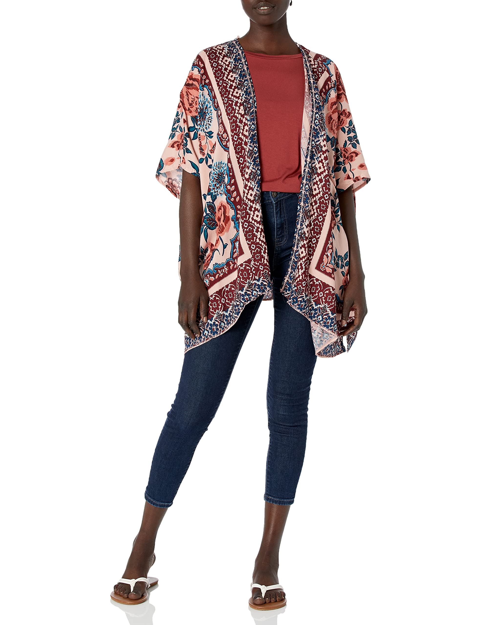 Womens Printed Shawl Kimono CardiganJacket