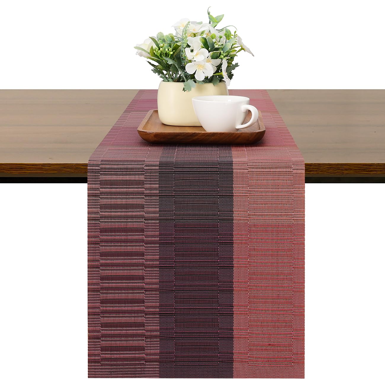 Chitomars Tischläufer Modern Abwaschbar Outdoor Hitzebeständig PVC Tischläufer für Häuser Restaurants Hotels Tischdeko (Violett Rot, 30x135cm)