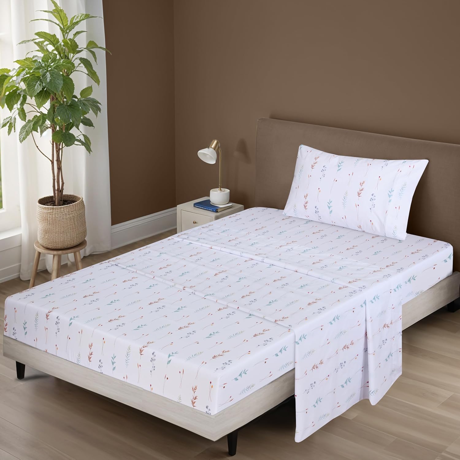 ZOYER 100% Cotton Sheets – Twin XL Size Percale Bedding, Cooling & Breathable, Durable with a Crisp, Soft & Comfortable Feel, 16" Deep Pocket, 3-Piece Set, Fairy Meadows - Image 2