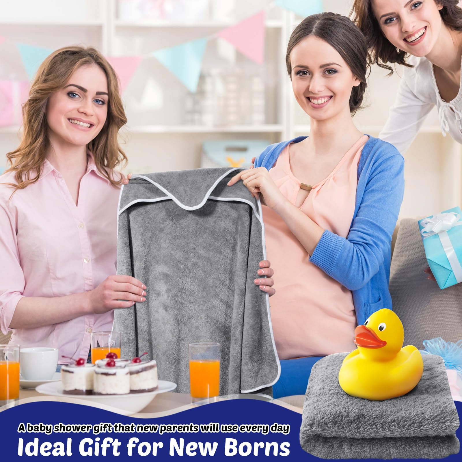 Reginary - Paquete de 4 toallas con capucha para bebé, forro polar coral, toallas de baño de 30 x 30 pulgadas, suave y absorbente, para recién nacidos, niños, niñas, suministros de regalo de ducha