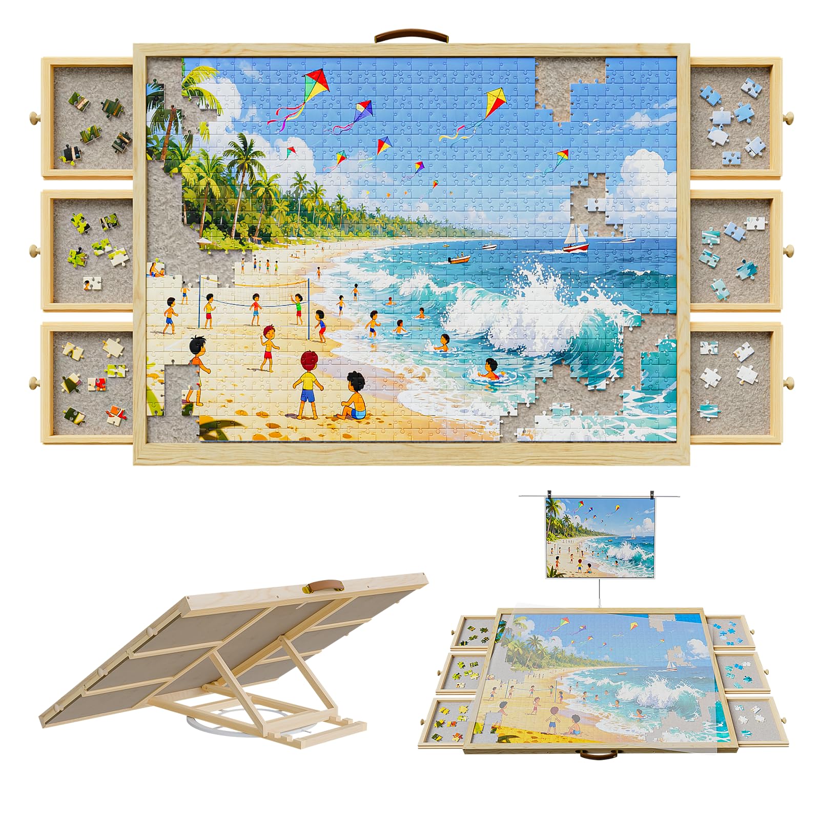 Amazon.com: 1500 Pcs Puzzle Board with 6 Drawers & Cover, Wooden