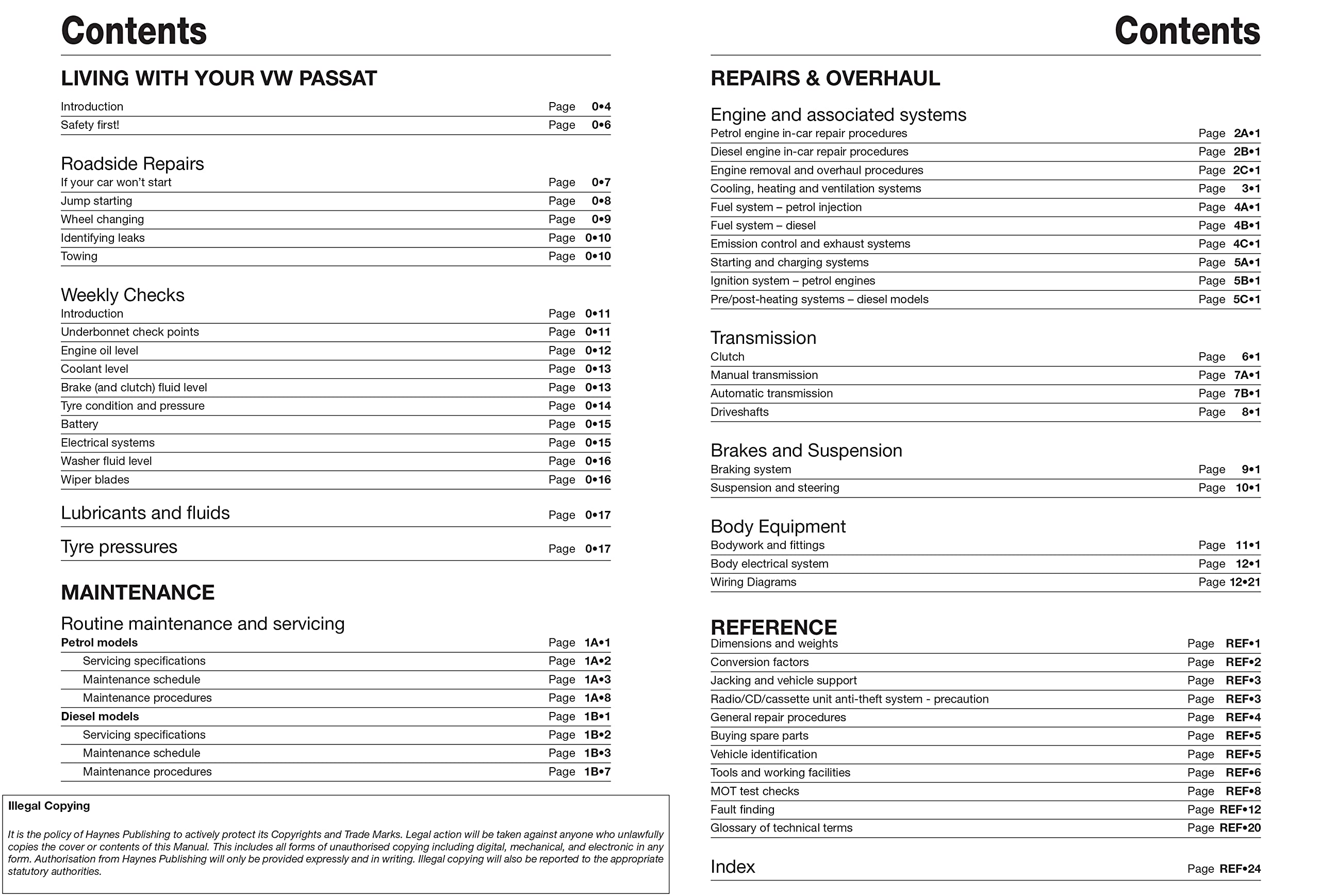 VW Passat Petrol And Diesel Service And Repair Man: 00-05