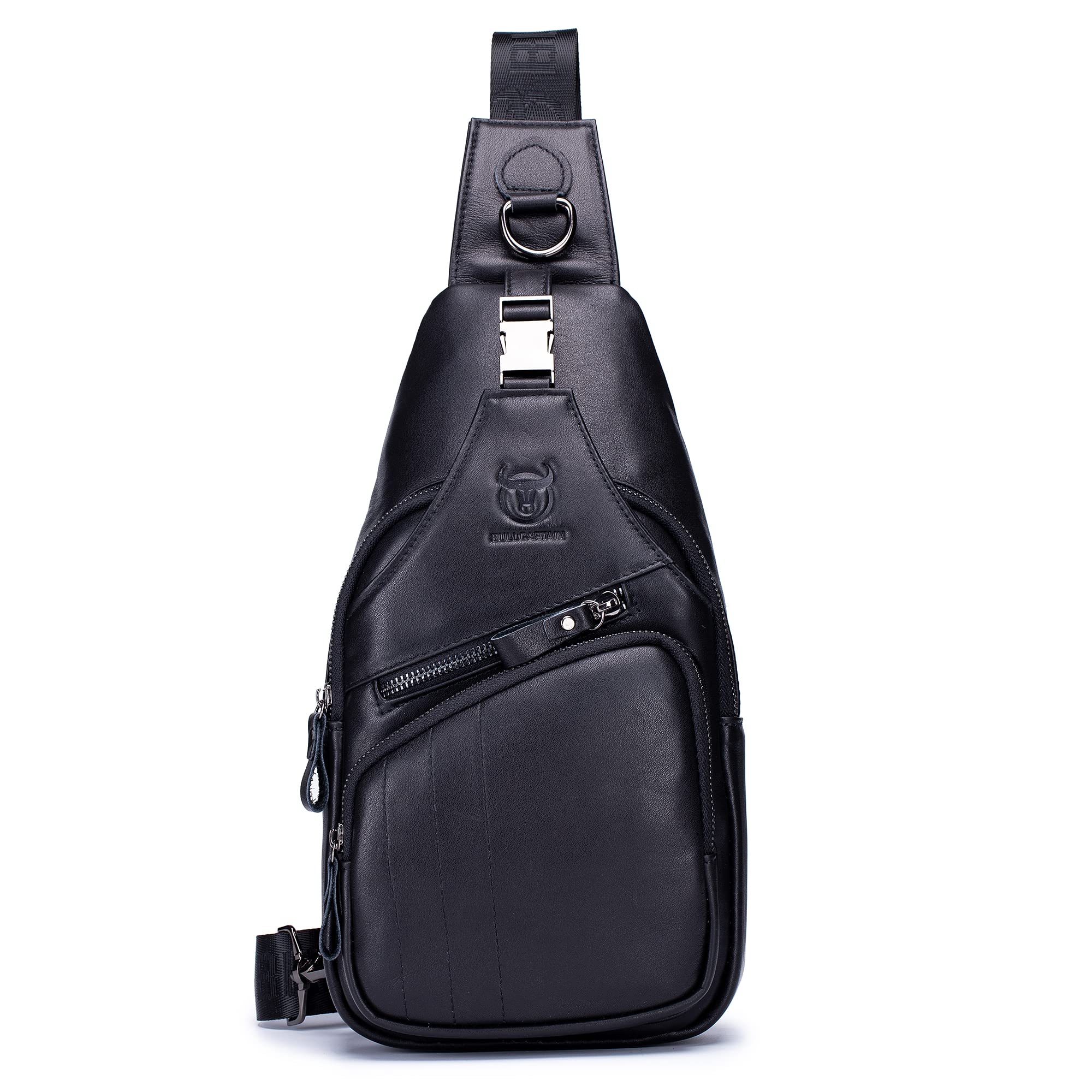 LUKZIJAES Genuine Leather Sling Bag for Men