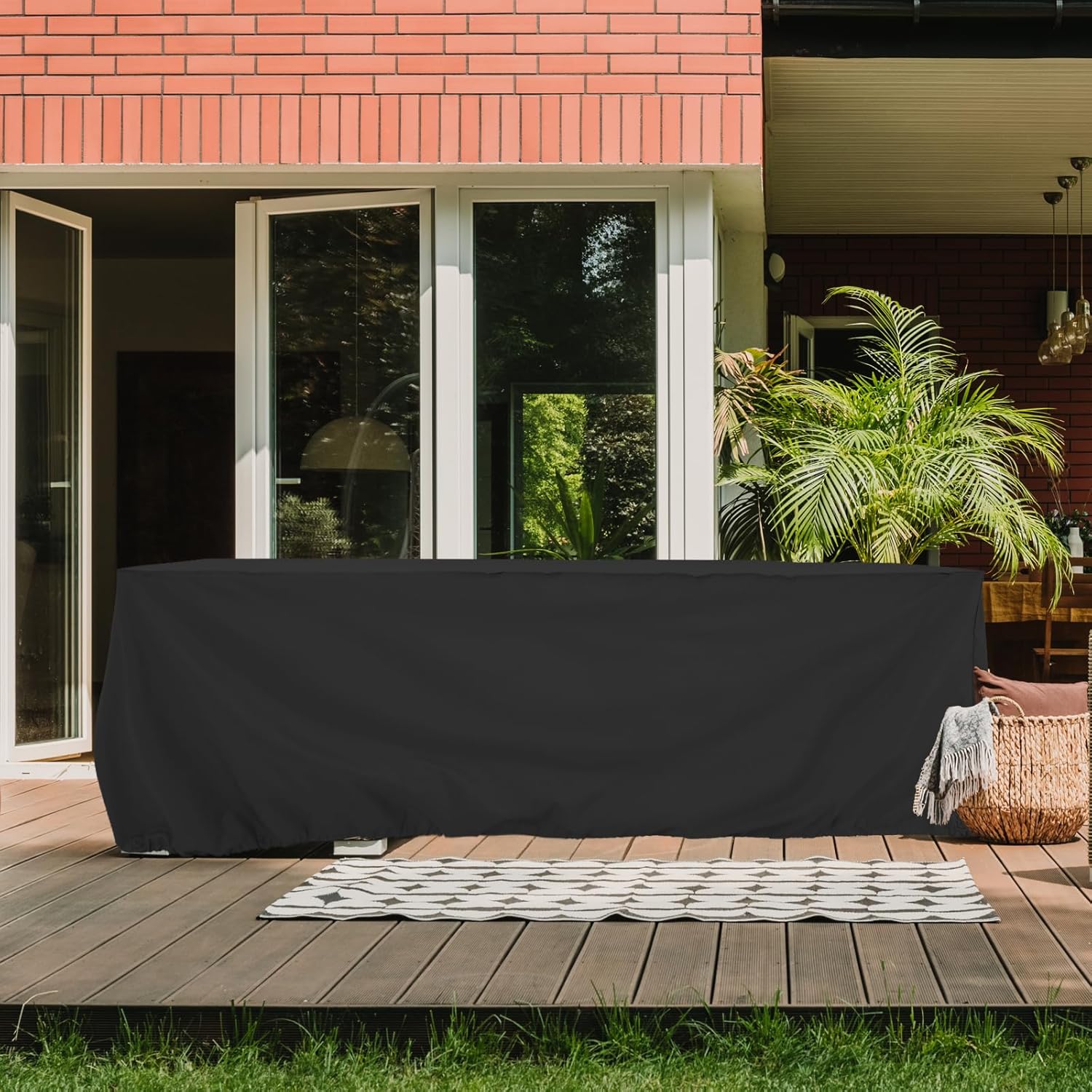 Tempera Patio Furniture Cover,Outdoor Table And Chair Covers Waterproof, Outdoor Dining Set Cover,Heavy Duty Rectangle Patio Furniture Covers, 128''L x 82''W x 27.8''H, Space Grey