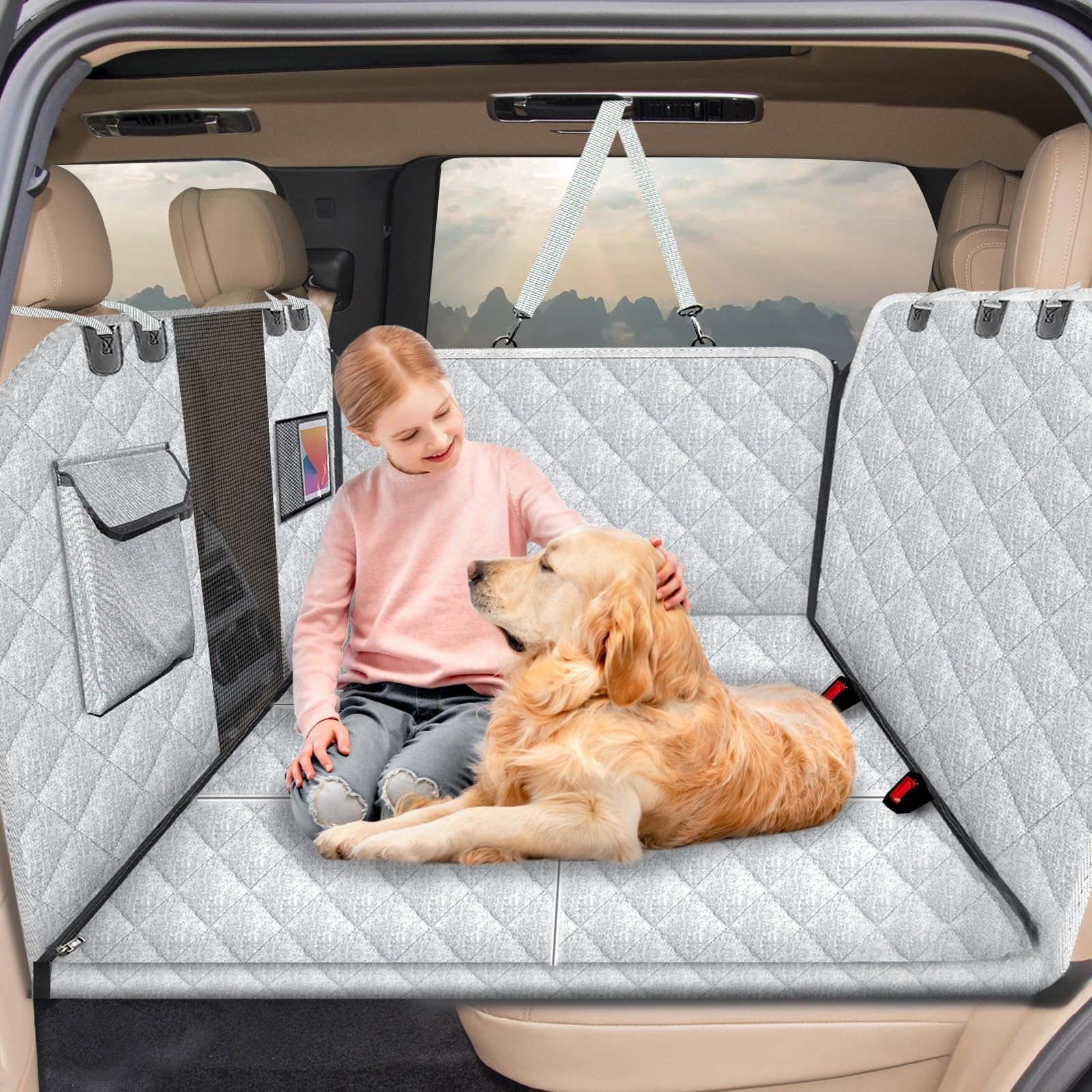 Couverture pour chien voiture anti chute avec fond rigide pour banquette