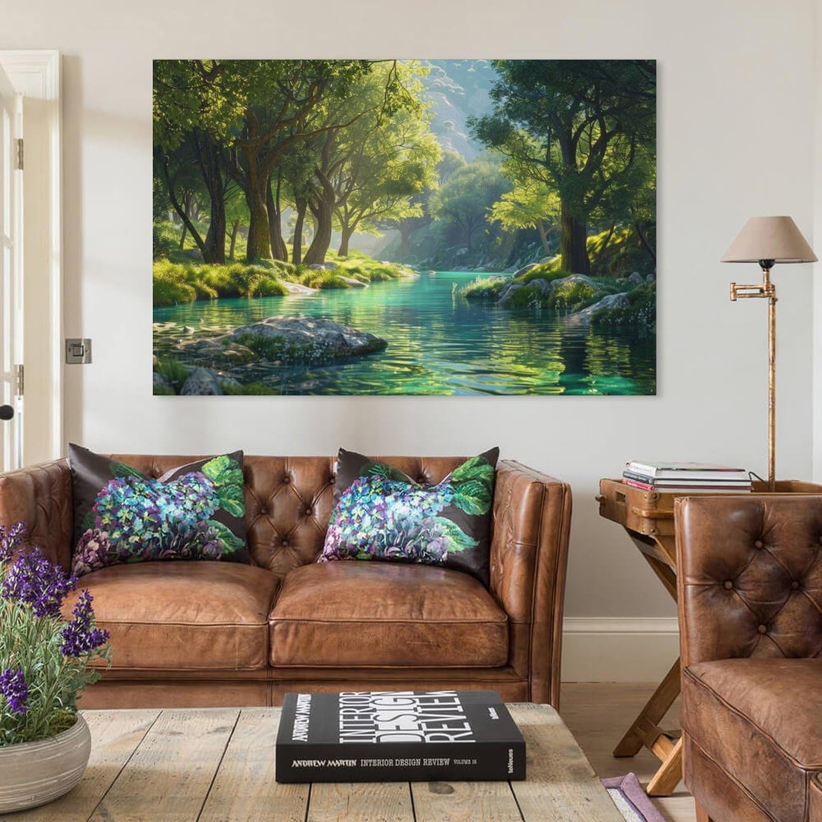 絵画 。壁掛け絵☆【きれいな女性ときれいな緑の植物】