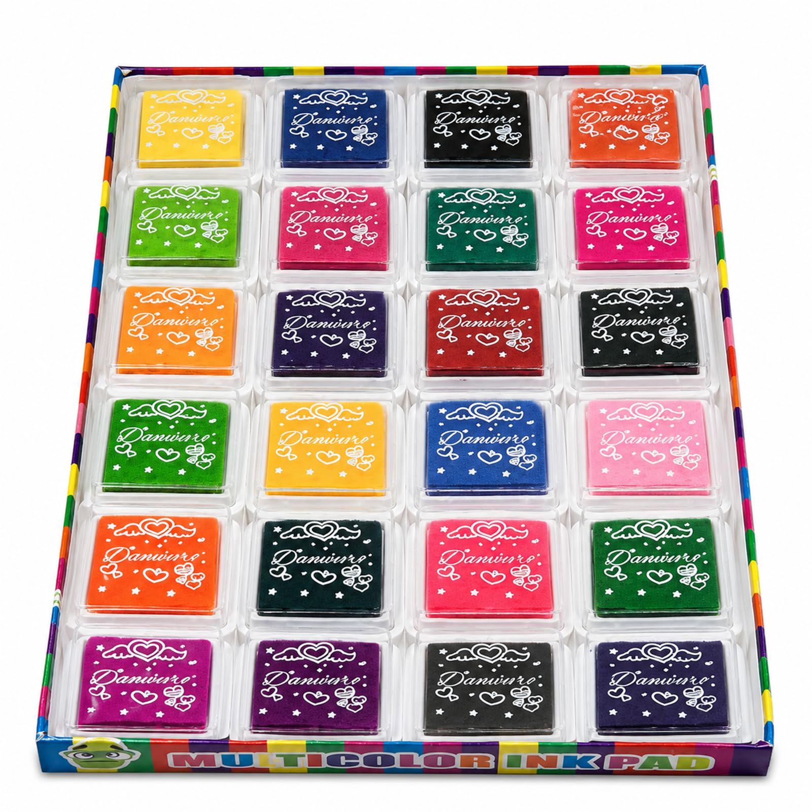 24-Color Ink Pads for Stamping, Oil-Based Ink Pad Set with Quick-Dry Design, Plastic & Sponge Stamp Ink Pads for Scrapbooking and Card Making, Crafters Companion for Craft Lovers