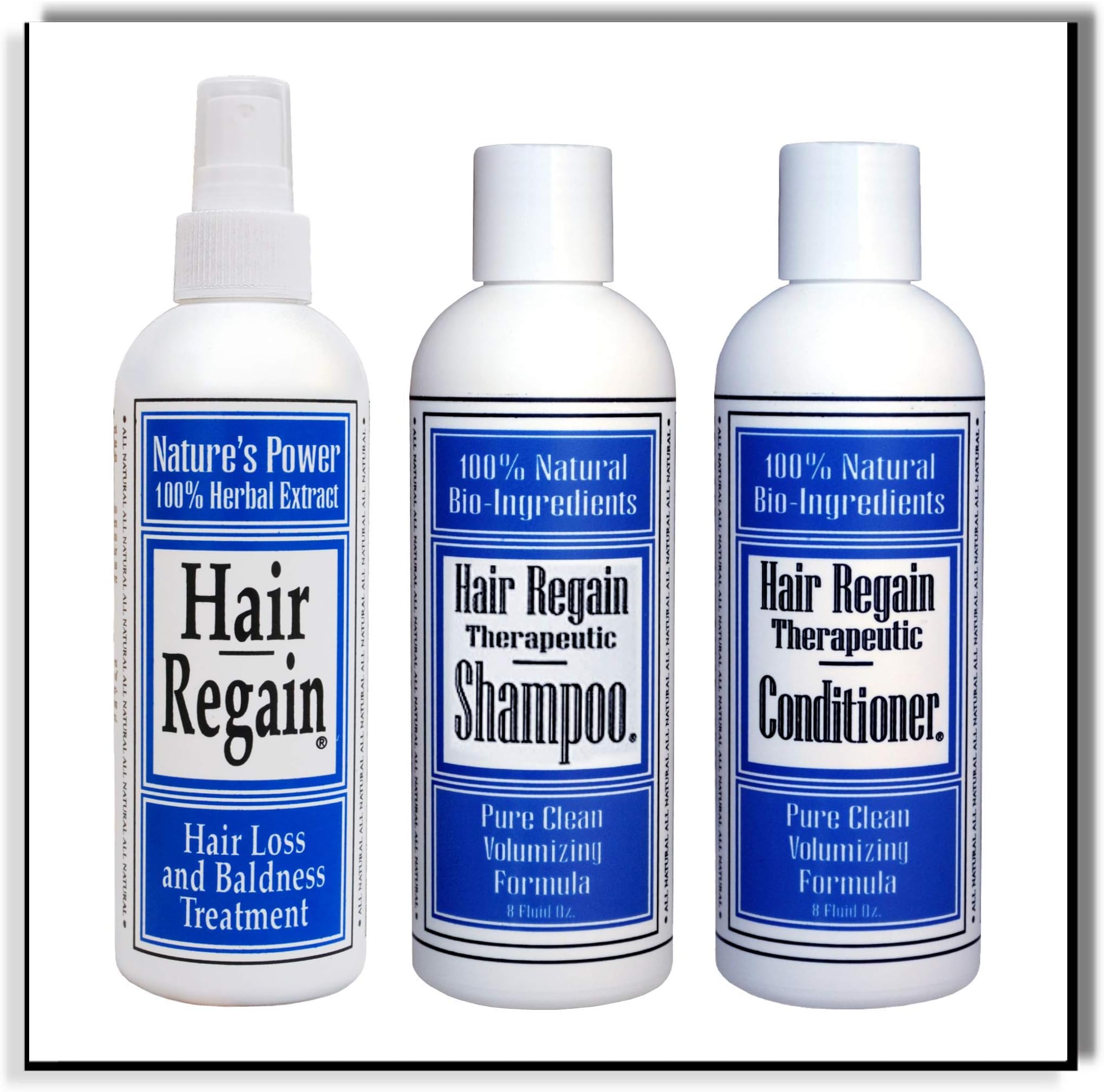 Hair Regain Hair Regrowth System - Natural Hair Growth Treatment, Hair Loss Shampoo, and Volumizing Conditioner - No Minoxidil