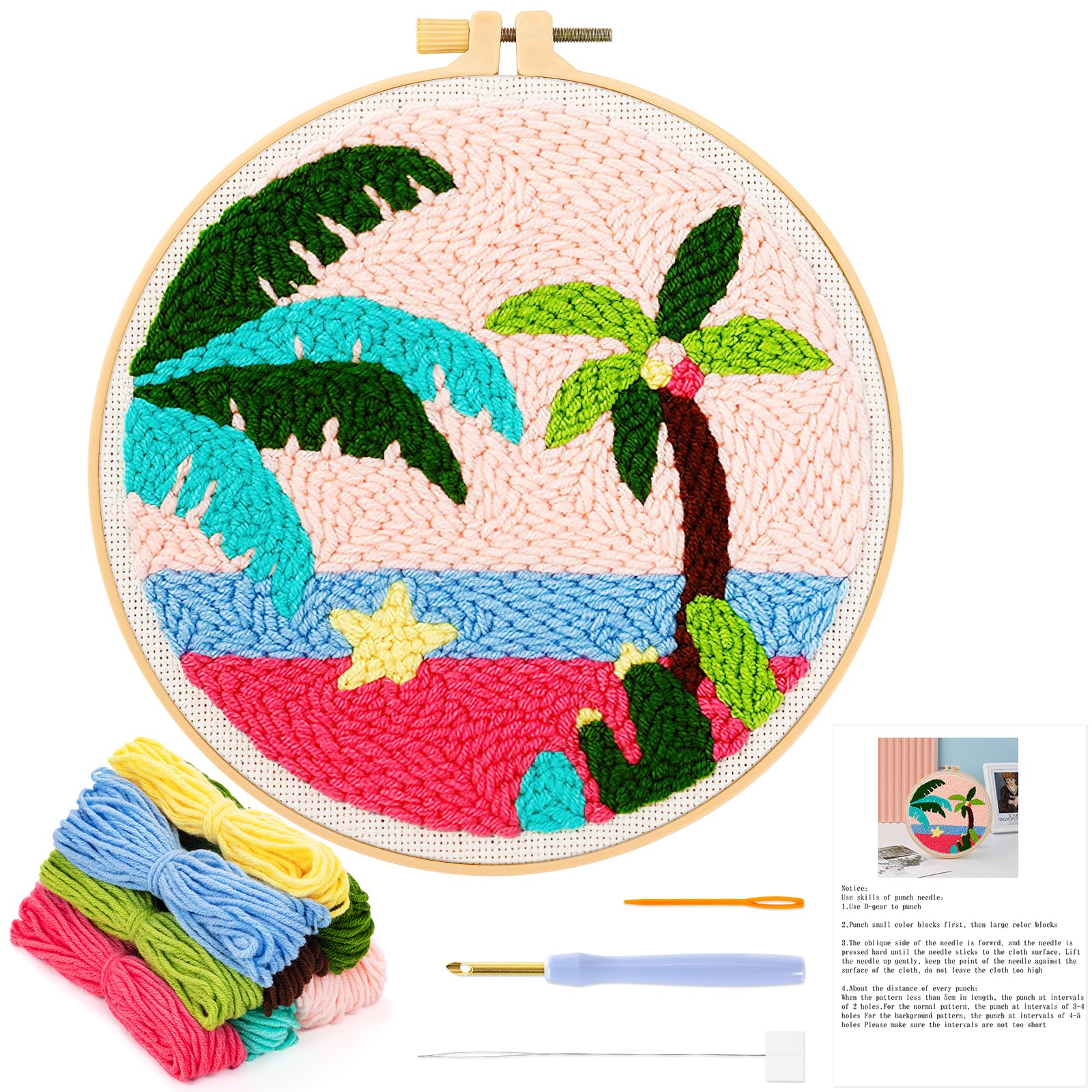 Kit Ricamo A Punch Needle Con Motivo Balena - Per Principianti E Bambini, Include Telaio, Filati, Penna E Istruzioni