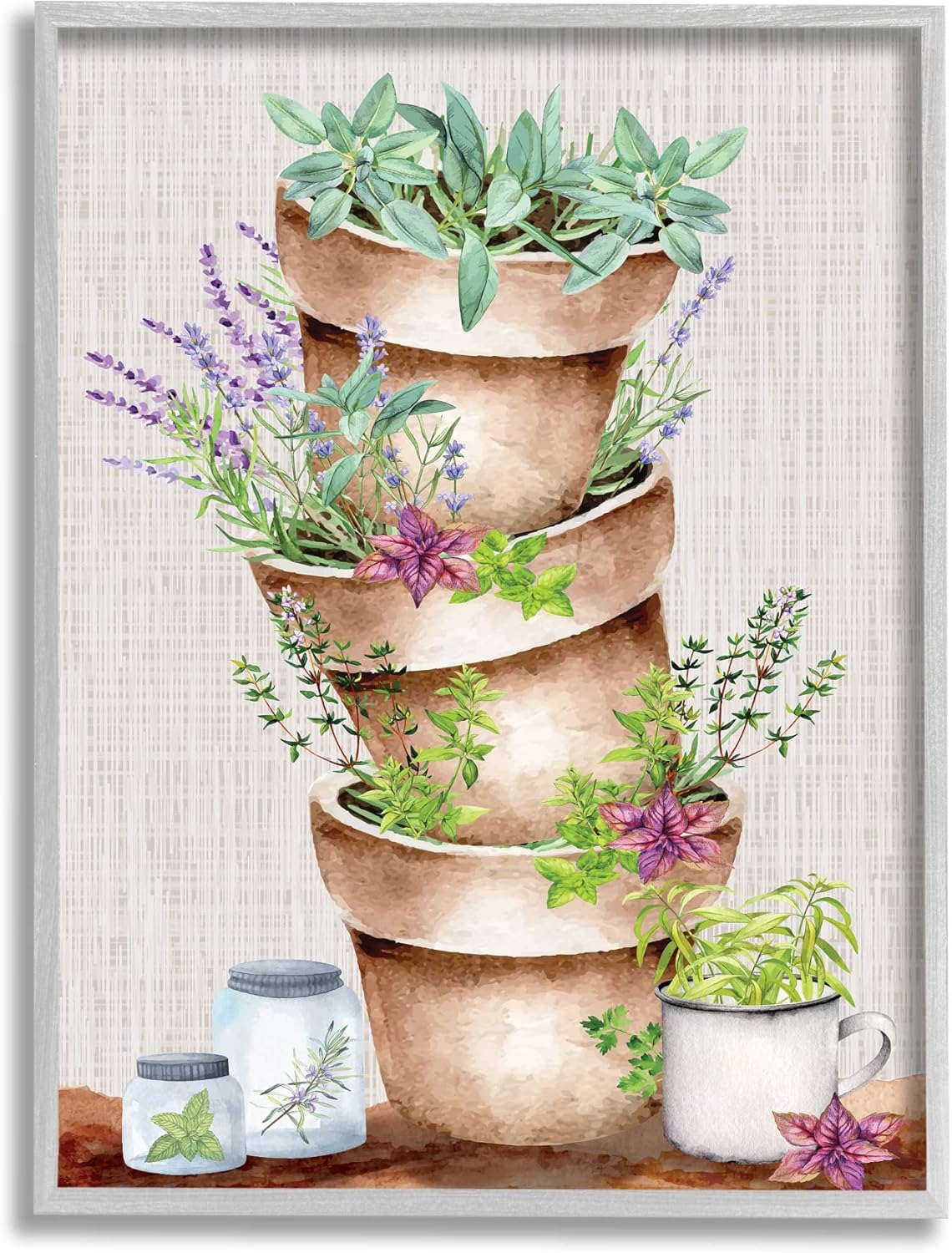 Stupell Industries Stacked Potted Herbs Garden Framed Giclee Art, Design by ND Art