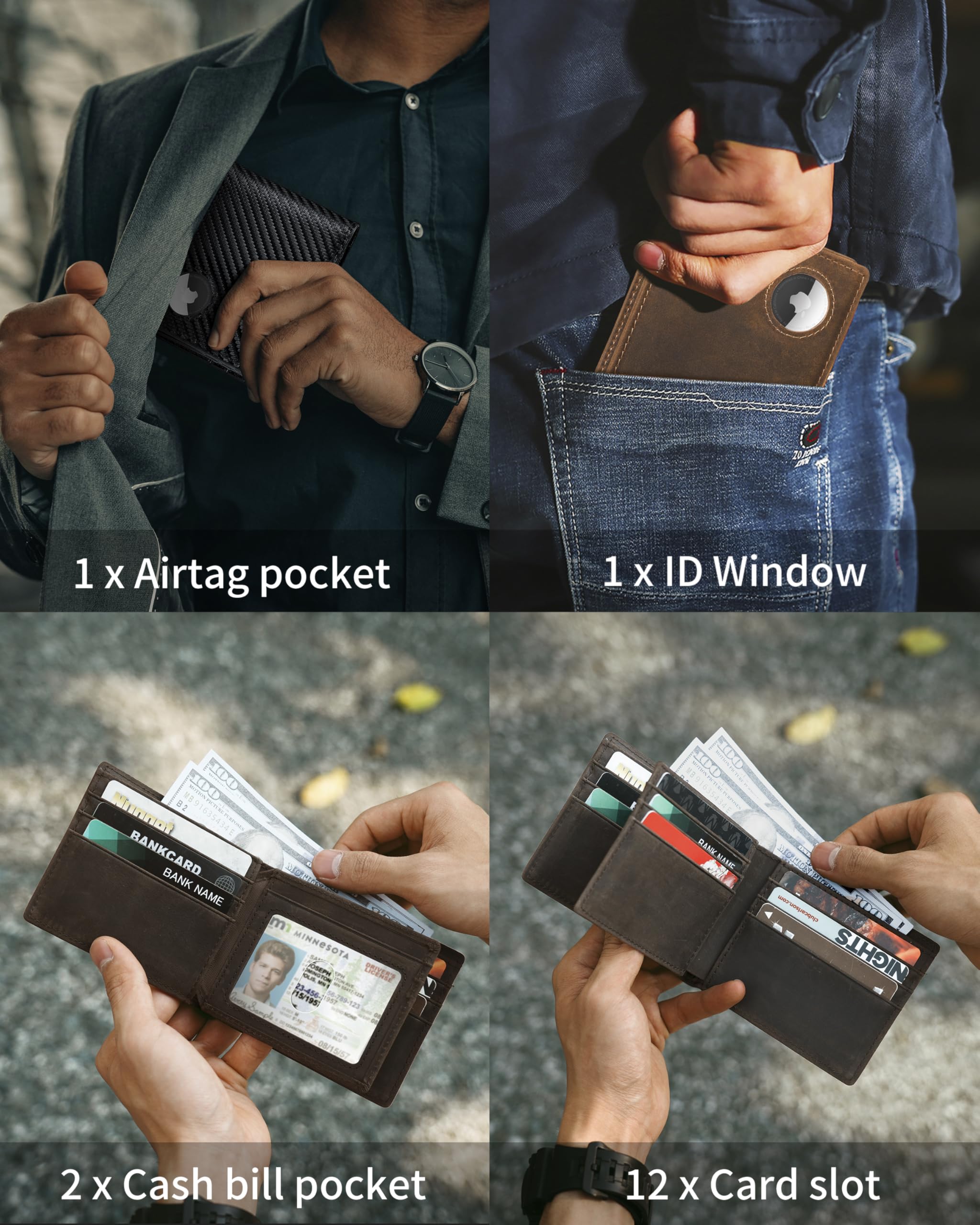 Artpaxy Portafoglio con porta AirTag