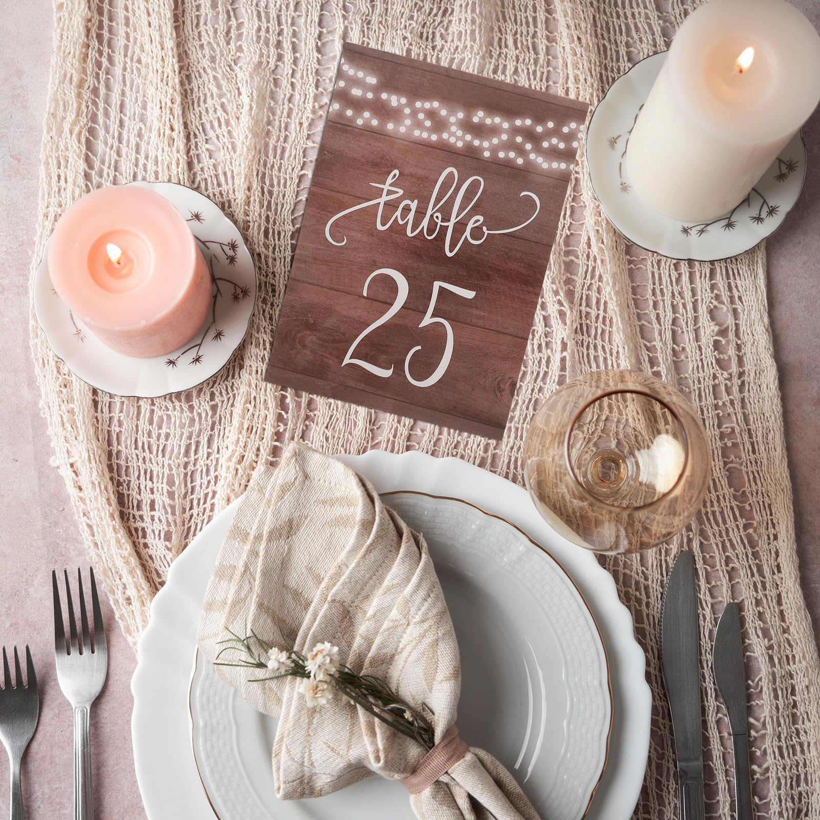 Piezas Letrero de Números de Mesa de Boda de Madera Marrón del 1