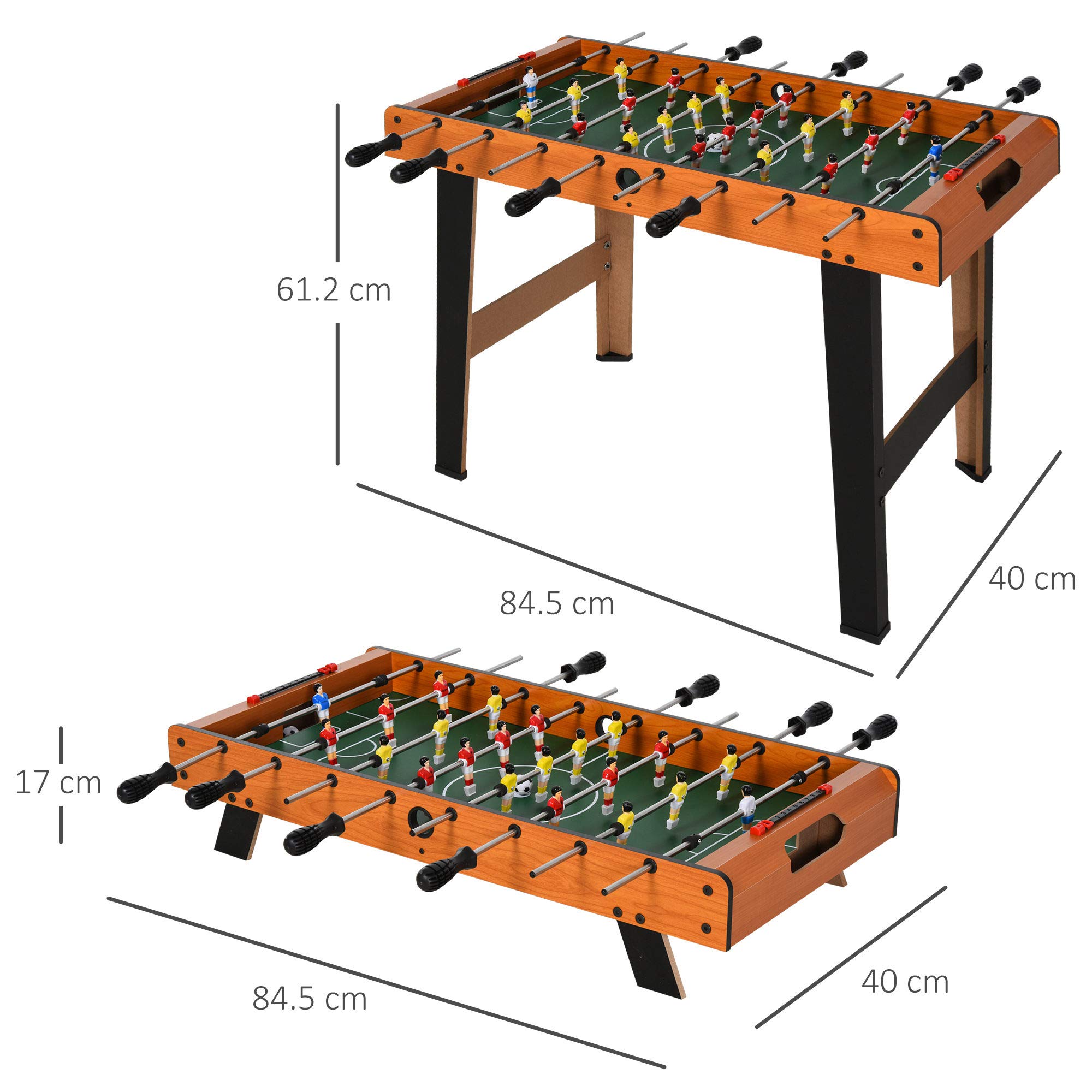 Calcio Balilla in Legno con 22 Giocatori e Accessori Inclusi 84.5x40x61.2 cm