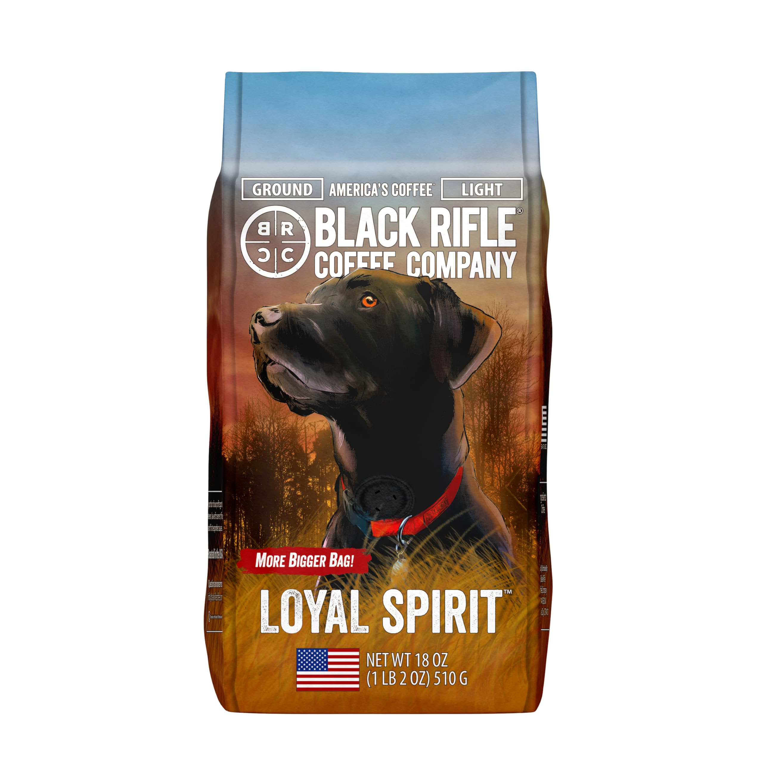 Black Rifle Coffee Company Loyal Spirit, 18oz Bag, Ground Coffee Light Roast - Roasted Blend Made from Arabica Beans - Colombian & Brazilian Beans - Veteran Founded & American Made