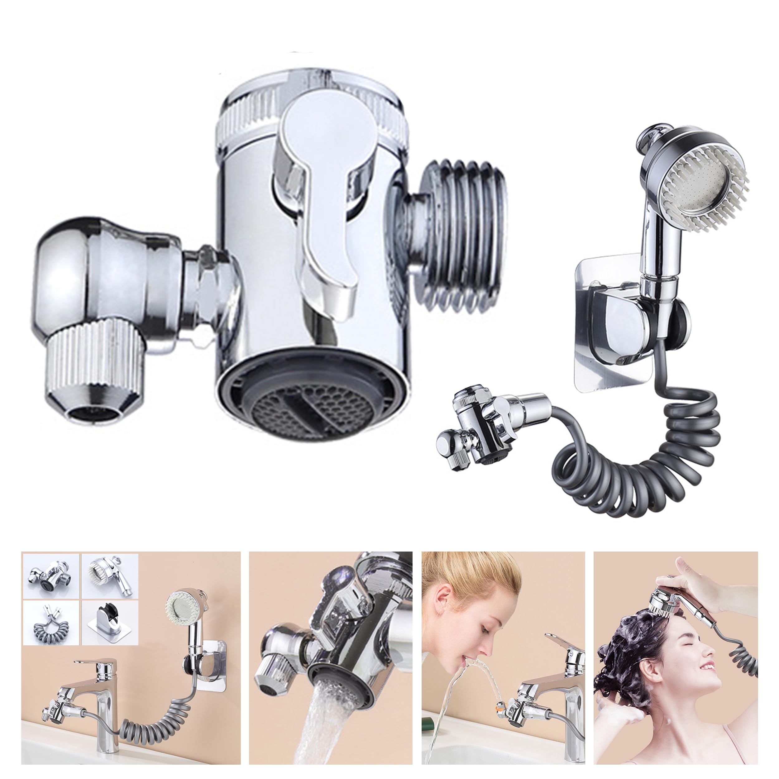 Yindella One Valve Three-purpose Faucet Premium Copper Valve for Kitchen and Bathroom, Washbasin, Vegetable Basin, Universal External Shower Set (B0D4Z449FP) Amazon Price History, Amazon Price Tracker
