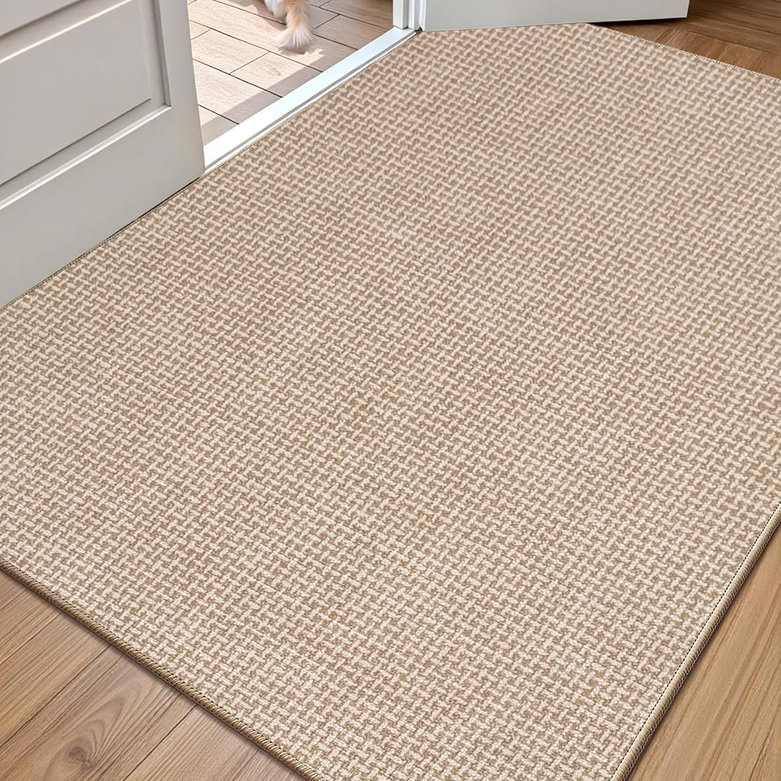 Paillasson Intérieur 80 x 120 cm, Tapis d'entrée Antidérapant et Absorbant, Paillassons Ultra-Fins et Lavables, Tapis pour Intérieur, Extérieur, Chambre, Cuisine, Entrée, Couloir (Beige)