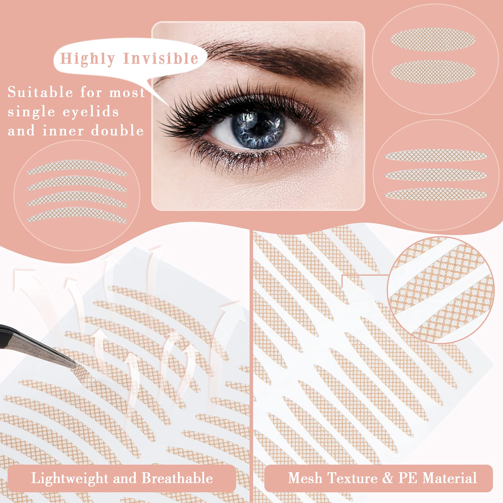 864 Pieces Eyelid Strips Droopy Eyelid Tape Natural Invisible Double
