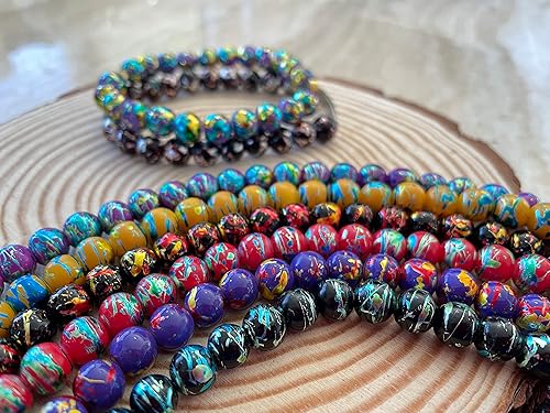 Linpeng Cuentas de vidrio redondas de 0.315 pulgadas a granel para pulsera, suministros de joyería de bricolaje, regalo para abalorios, 300 cuentas