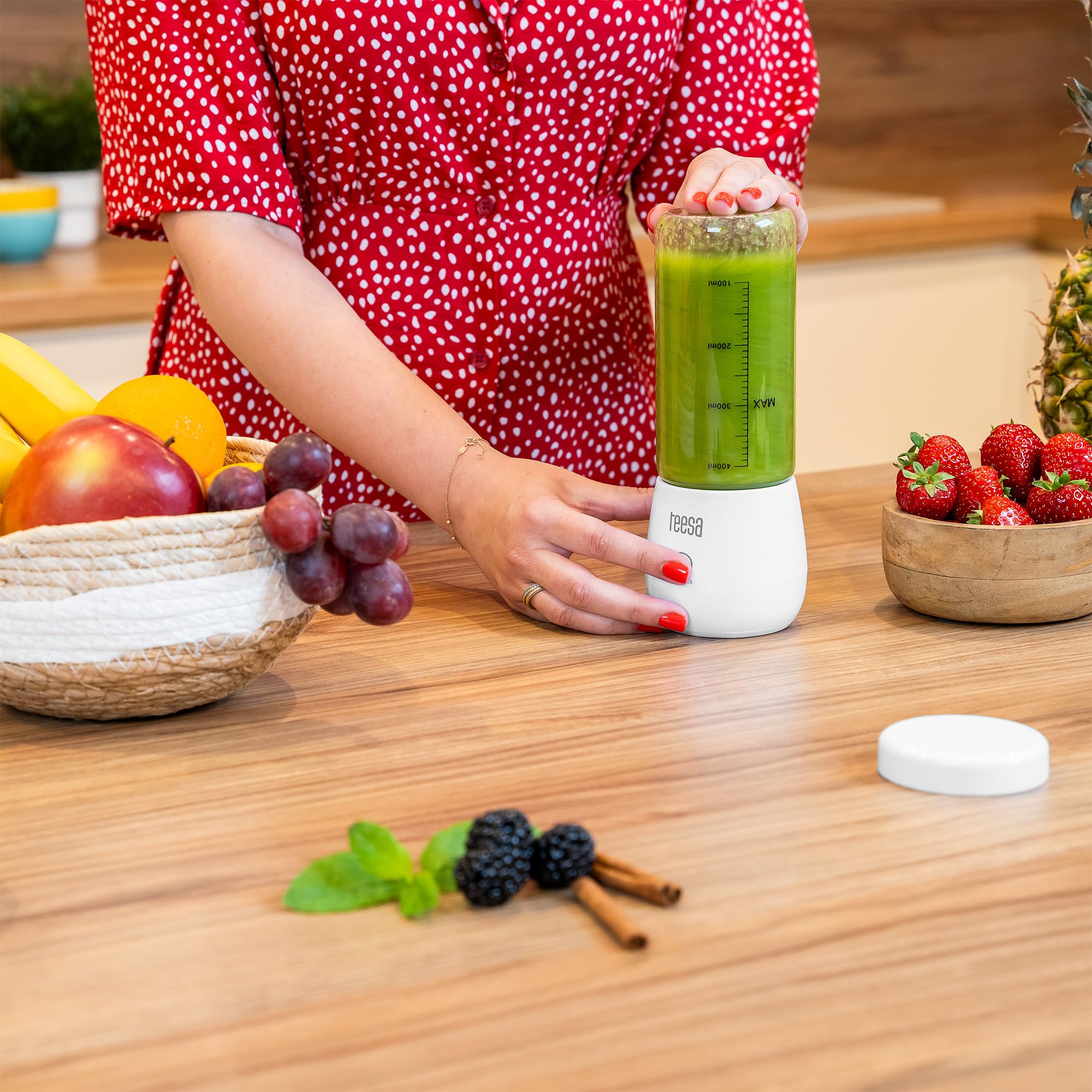 Teesa TSA3543 Blender Sans Fil Tasse En Verre 450ml Puissance 100W 6 Lames En Acier Inoxydable