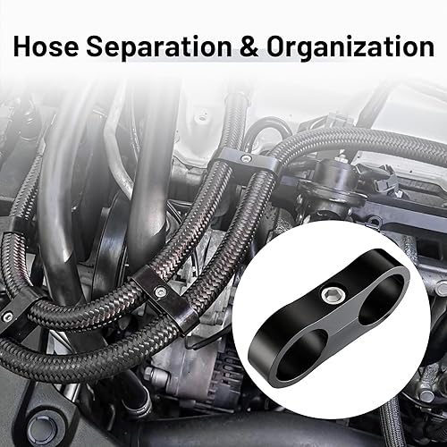 Miniatura 13 de EVIL ENERGY Abrazadera separadora de manguera 4AN, abrazadera de montaje de línea de combustible AN4, aluminio negro, 10