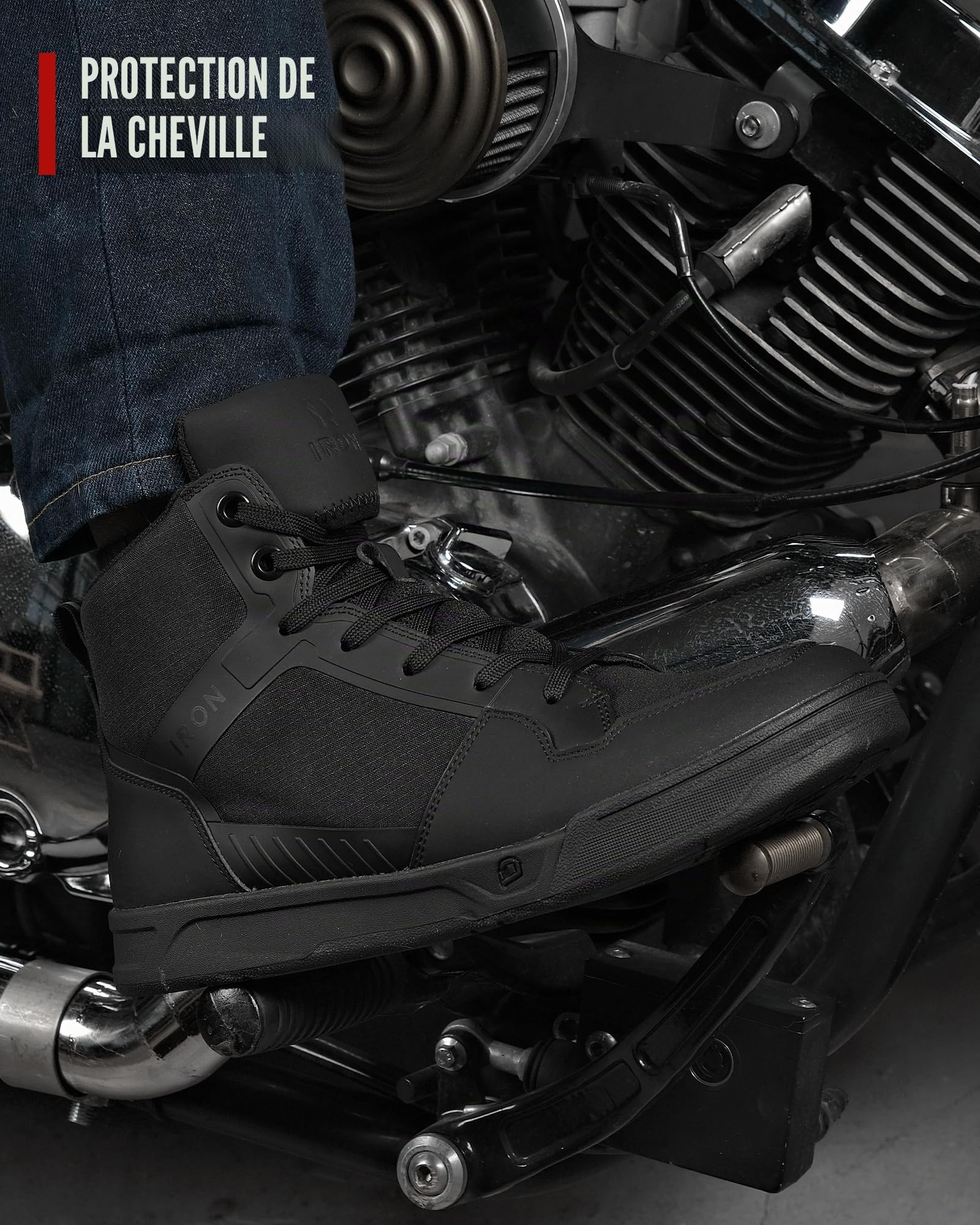 IRON JIA'S Chaussures Moto Bottes Moto Hommes, Adaptées à Toutes Les Saisons Imperméables Antidérapantes Respirantes à la Mode et Cnfortables Noir