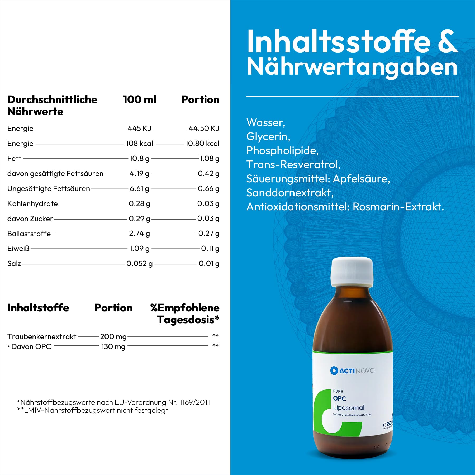 OPC | 25 Tagesdosen à 200 mg | Traubenkernextrakt | Vegan | 250 ml | Hochdosiert & laborgeprüft | Liposomal | Glutenfrei | Made in Germany