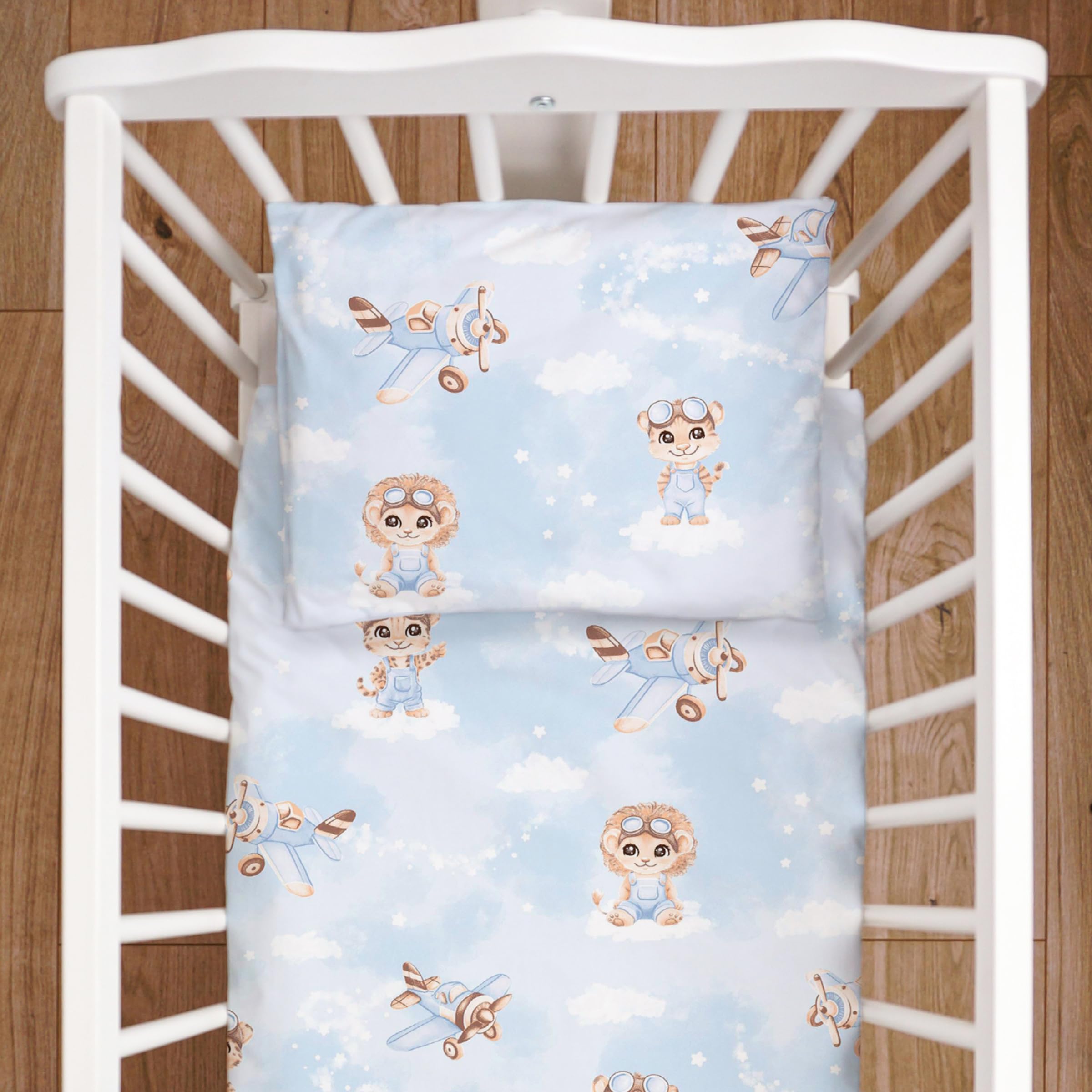 Baby Comfort 4 Piece Toddler Kids Cot Bed Set 120x90 cm Duvet Pillow Duvet Cover Pillowcase 12M+ (Foxes and rabbits) — view 20