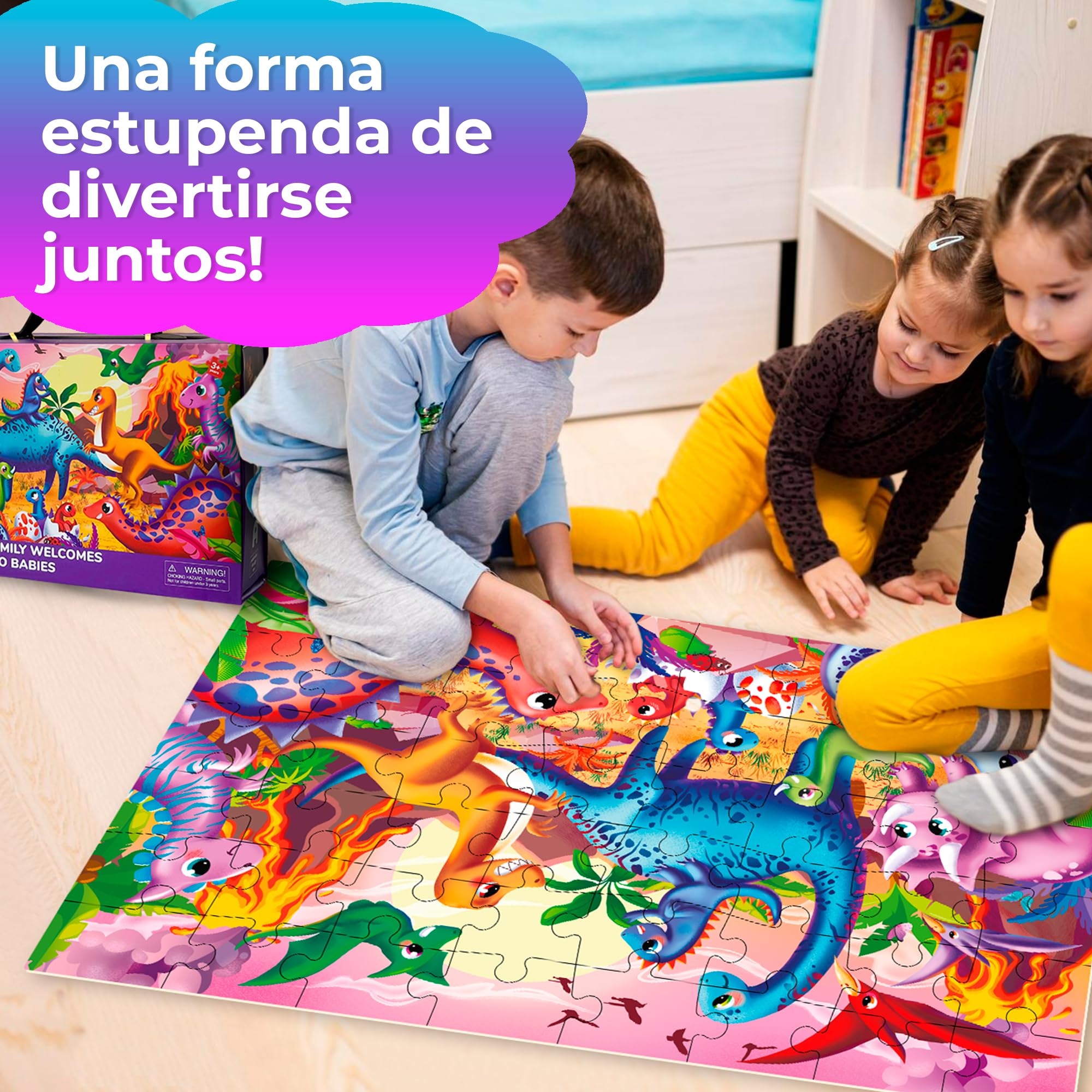 QUOKKA Puzzle Giant para Niños 3 4 5 Años - 60x90 cm 48 Piezas Puzzle XXL Gigante de Suelo Infantiles 5 6 Años - Grande Juguete Dinosaurios - Regalo Educativo para Niños y Niñas de 2 a 6