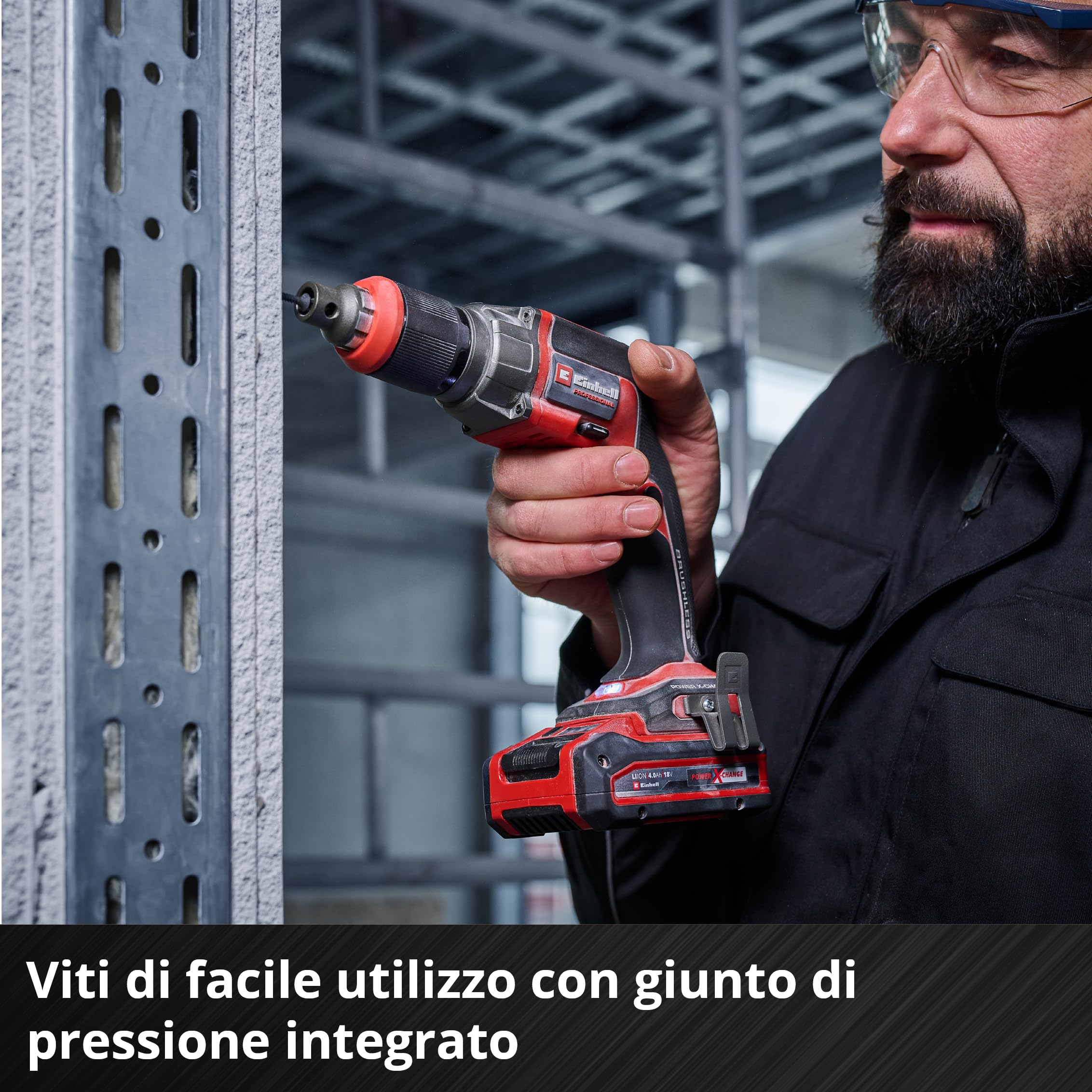 Avvitatore per cartongesso Einhell Professional TP-DY 18 Li BL-Solo Power X-Change (18 V, Brushless, arresto di profondità, esercizio in continuo, inclusa punta, batteria esclusa)