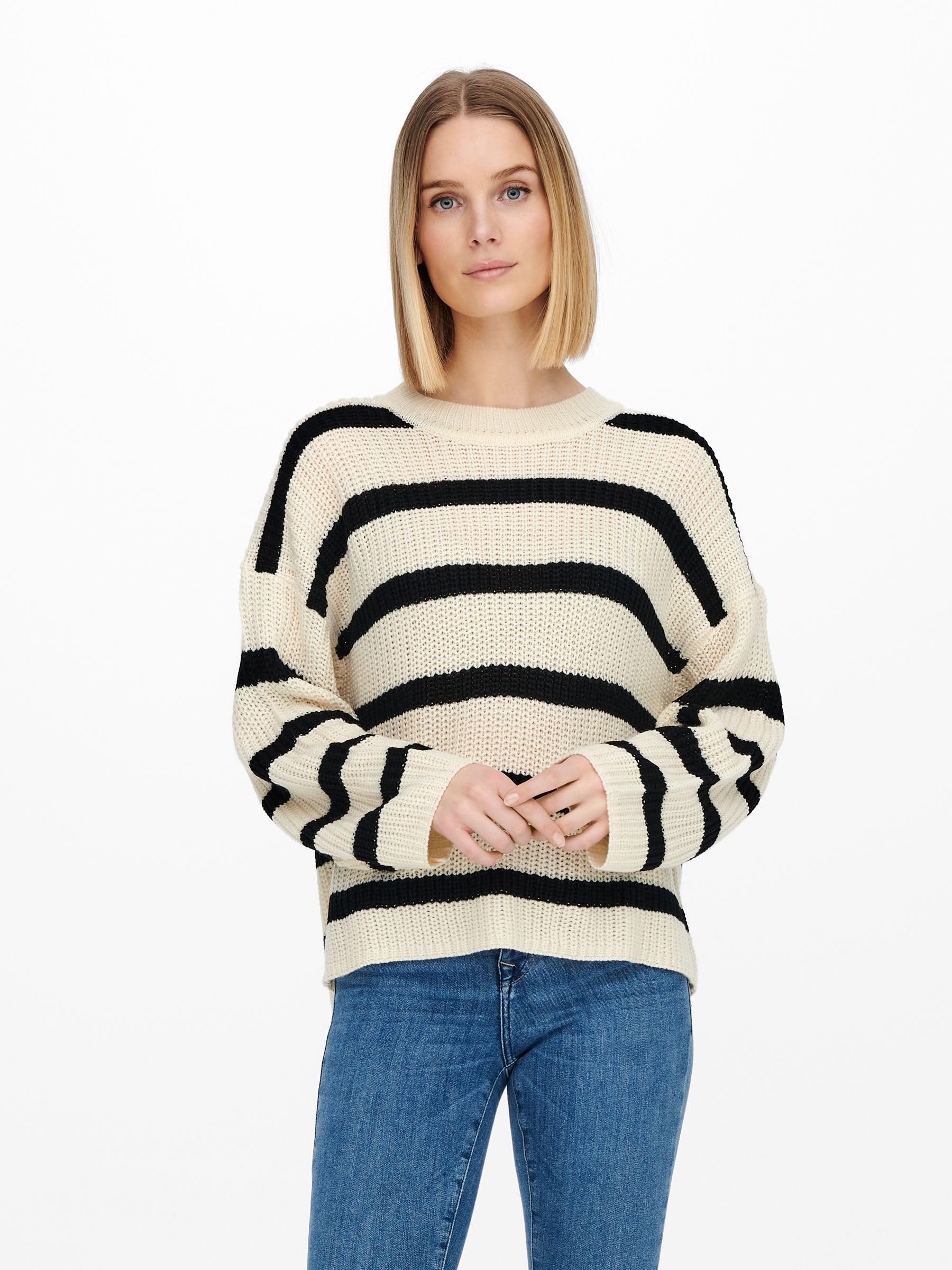 JDY Justy L/S Stripe Pullover Knt Noos Maglione Lavorato a Maglia Donna (Pacco da 1)