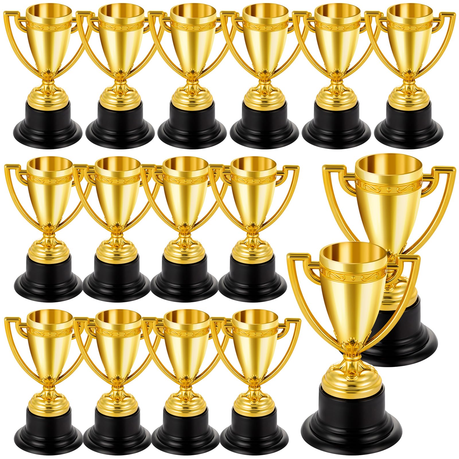 Set di mini trofei e medaglie per bambini, coppe premio d'oro e medaglie sportive, in plastica leggera, per tornei, premi in classe, gara di corsa, bomboniere, fantacalcio