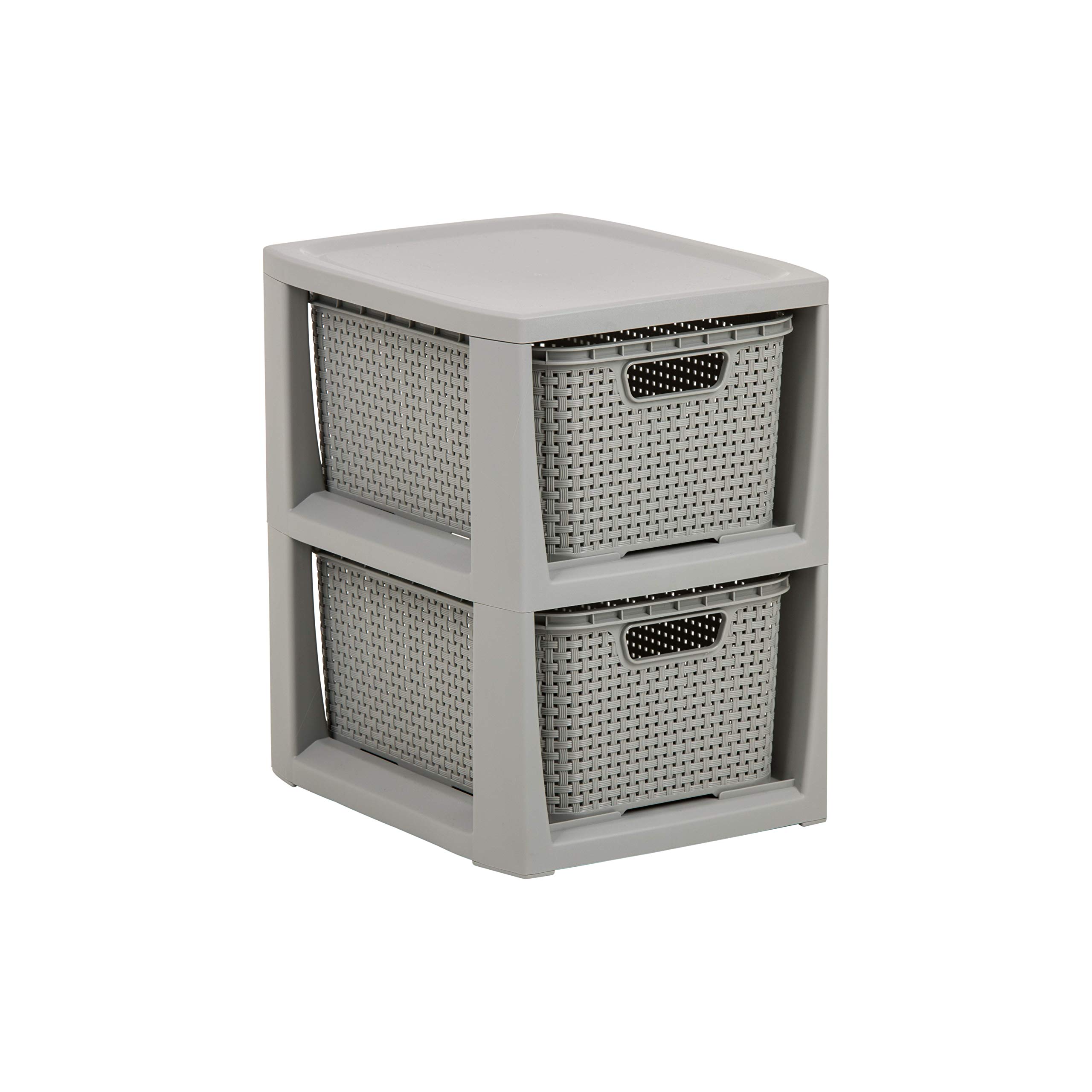 Branq - Home essential, Rattan Design BPA Free Plastic 2 Drawer Storage ...