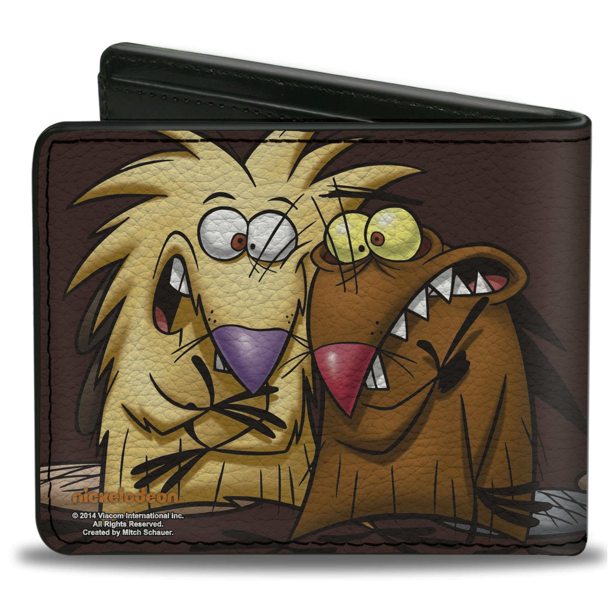 Nick Rewind Men's Standard Buckle-Down PU Bifold Wallet-Angry Beavers Norbert & Daggett Close-UP Pose, Multicolor, 4.0