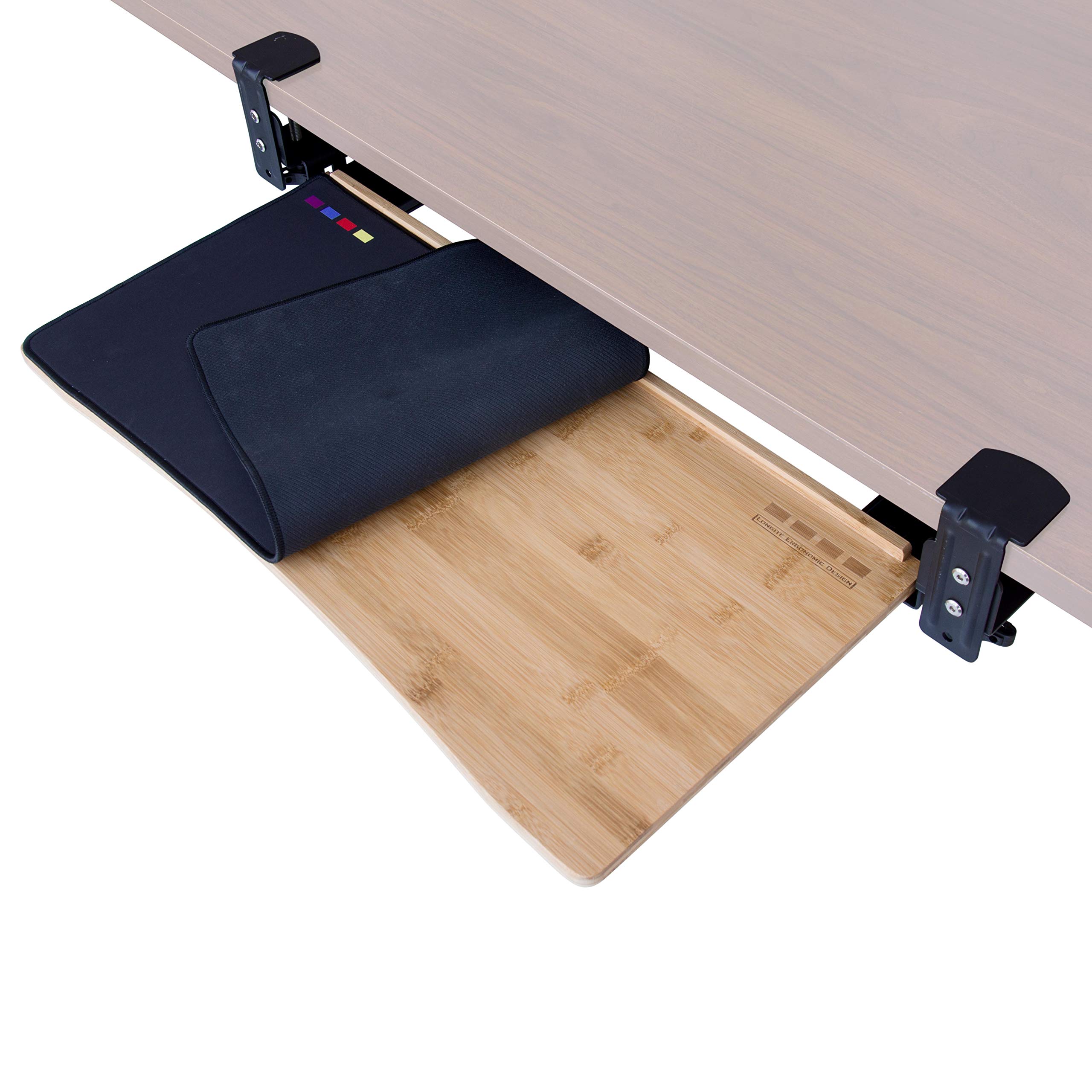 Buy Easy Clamp On Large Keyboard Tray Under Desk Bamboo Wood Keyboard Drawer with Full Size