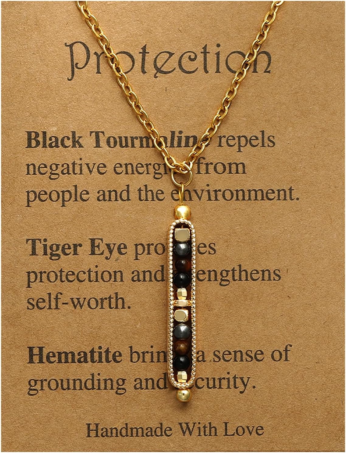 Ronglry Healing Crystals and Stones Necklace Spiritual Crystal Necklace for Women Men Anxiety Necklace Empath Protection New Beginnings Gifts Crystal Pendant Necklace Healing Crystals Jewelry