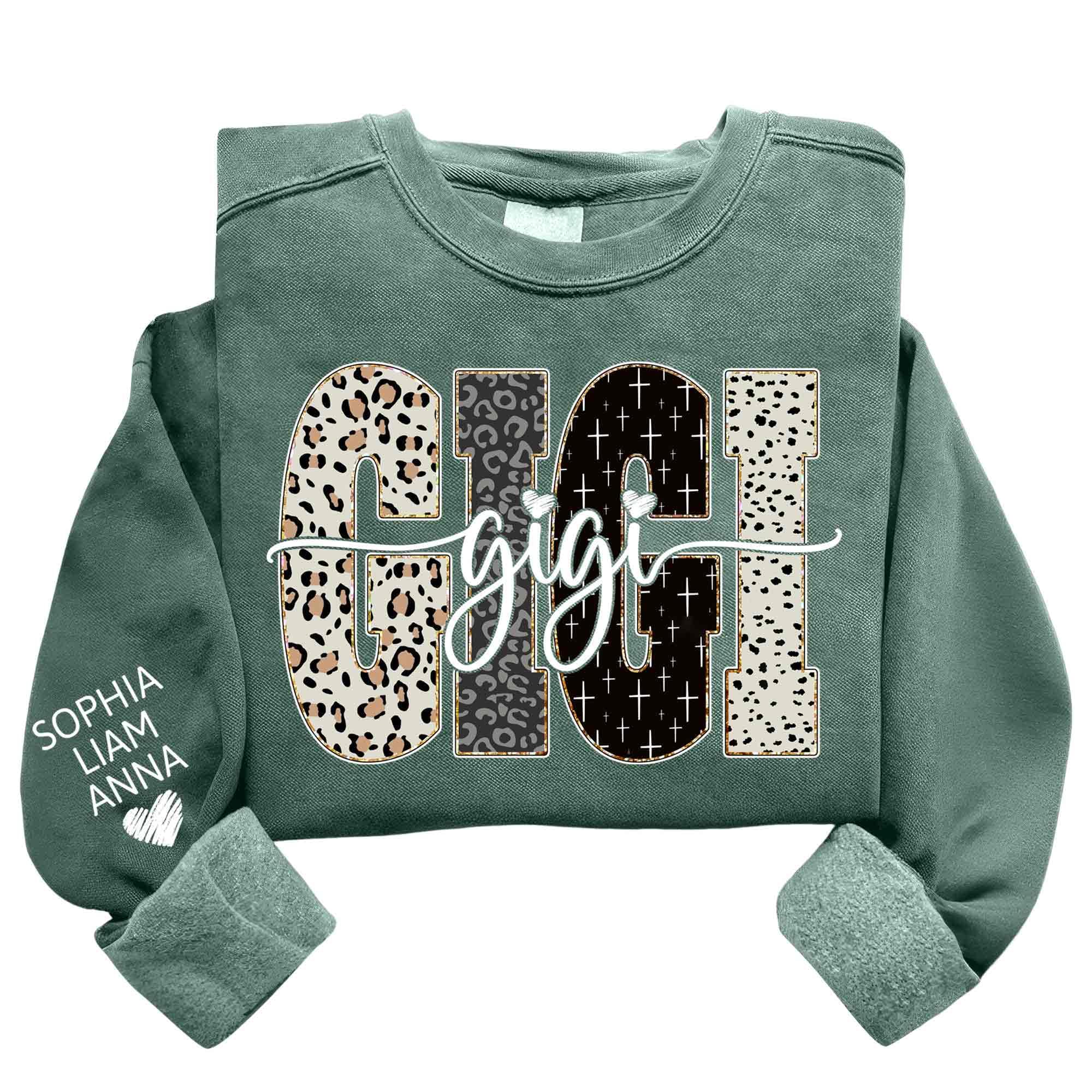 Custom Grandma Sweatshirt with Kids Name on Sleeve Mom Gifts Custom Mama Sweatshirt Christmas Shirts