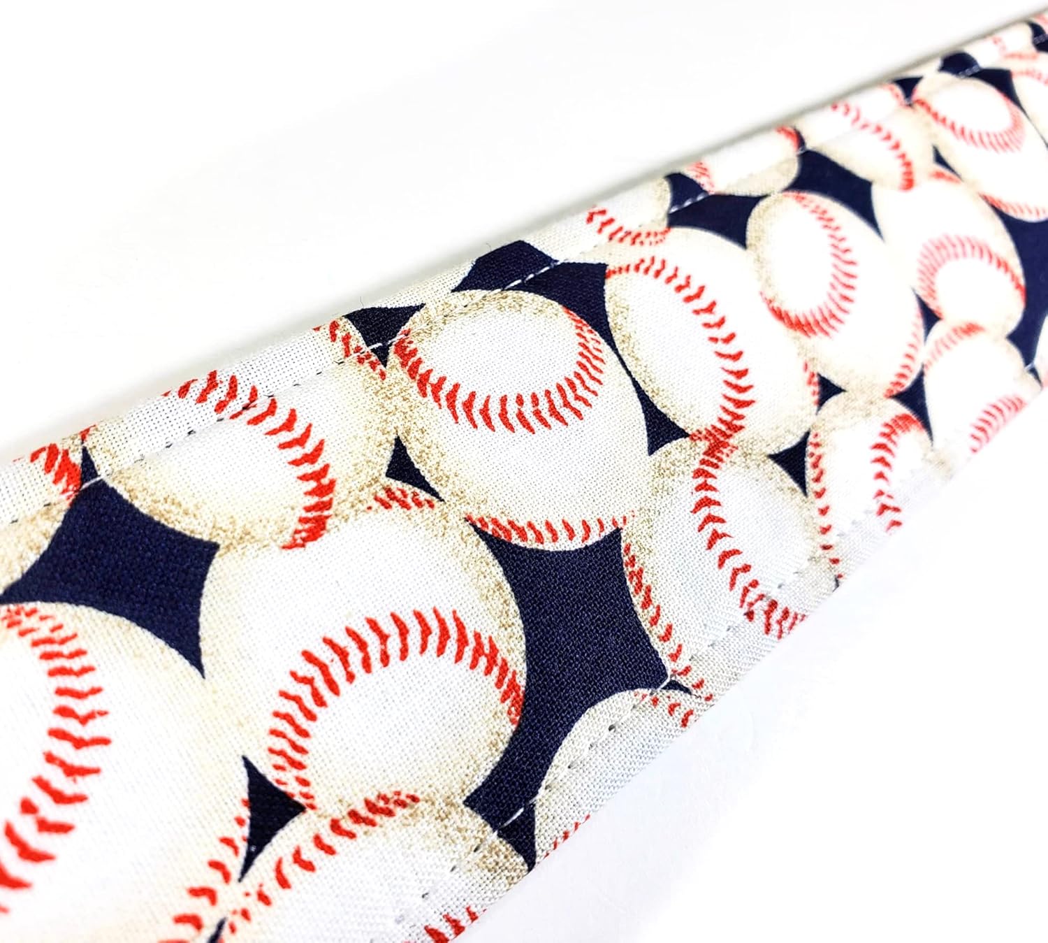 Baseball Guitar Strap, Baseballs on Blue, Genuine Leather Ends, Includes 2 Strap Locks & 1 Pick. Adjustable Strap, Pick Pocket, For Bass, Electric & Acoustic Guitars Gift for Guitar Players Men