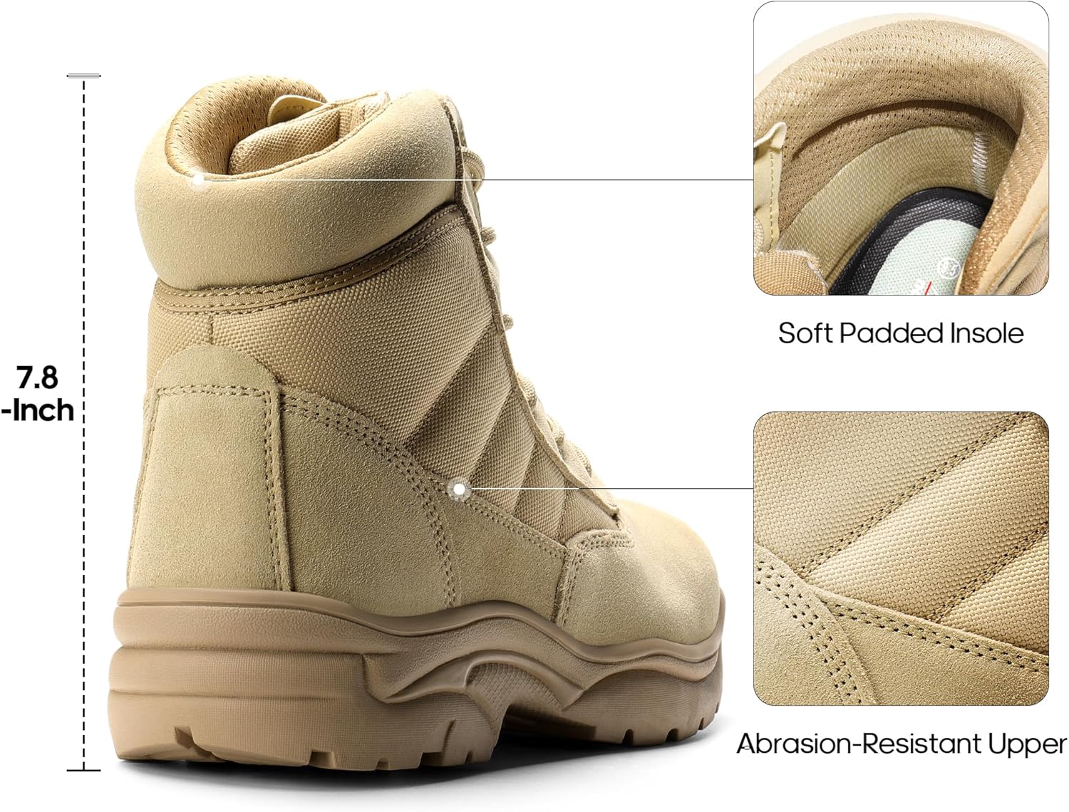 NORTIV 8 Men's Waterproof Tactical Work Boots Leather Outdoor Hiking Military 6 Inches Motorcycle Combat Boots - Image 3