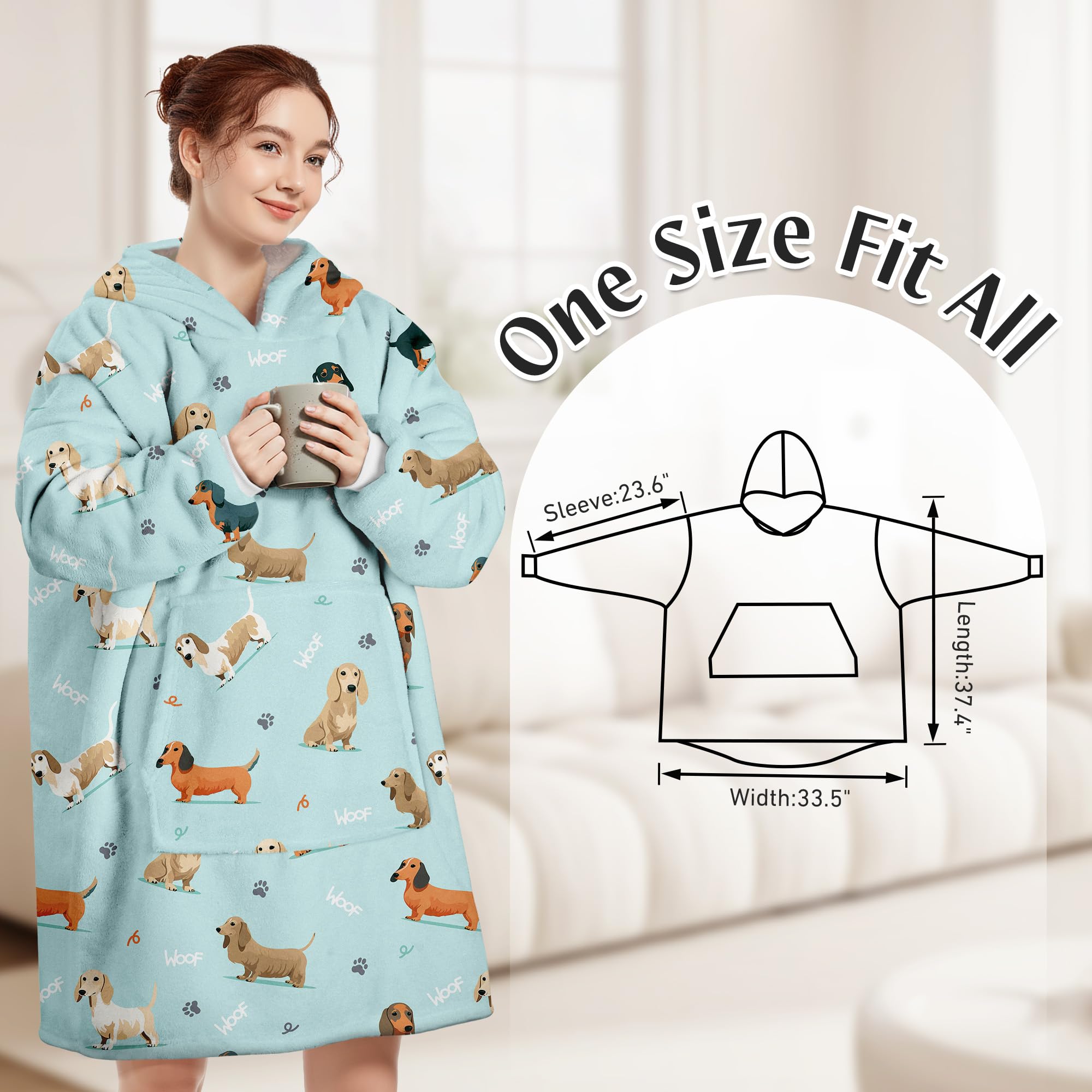 Koc oversize z kapturem, ciepły, wygodny koc polarowy typu sherpa z rękawami i dużą kieszenią, puszysta bluza z kapturem dla kobiet dorosłych mężczyzn