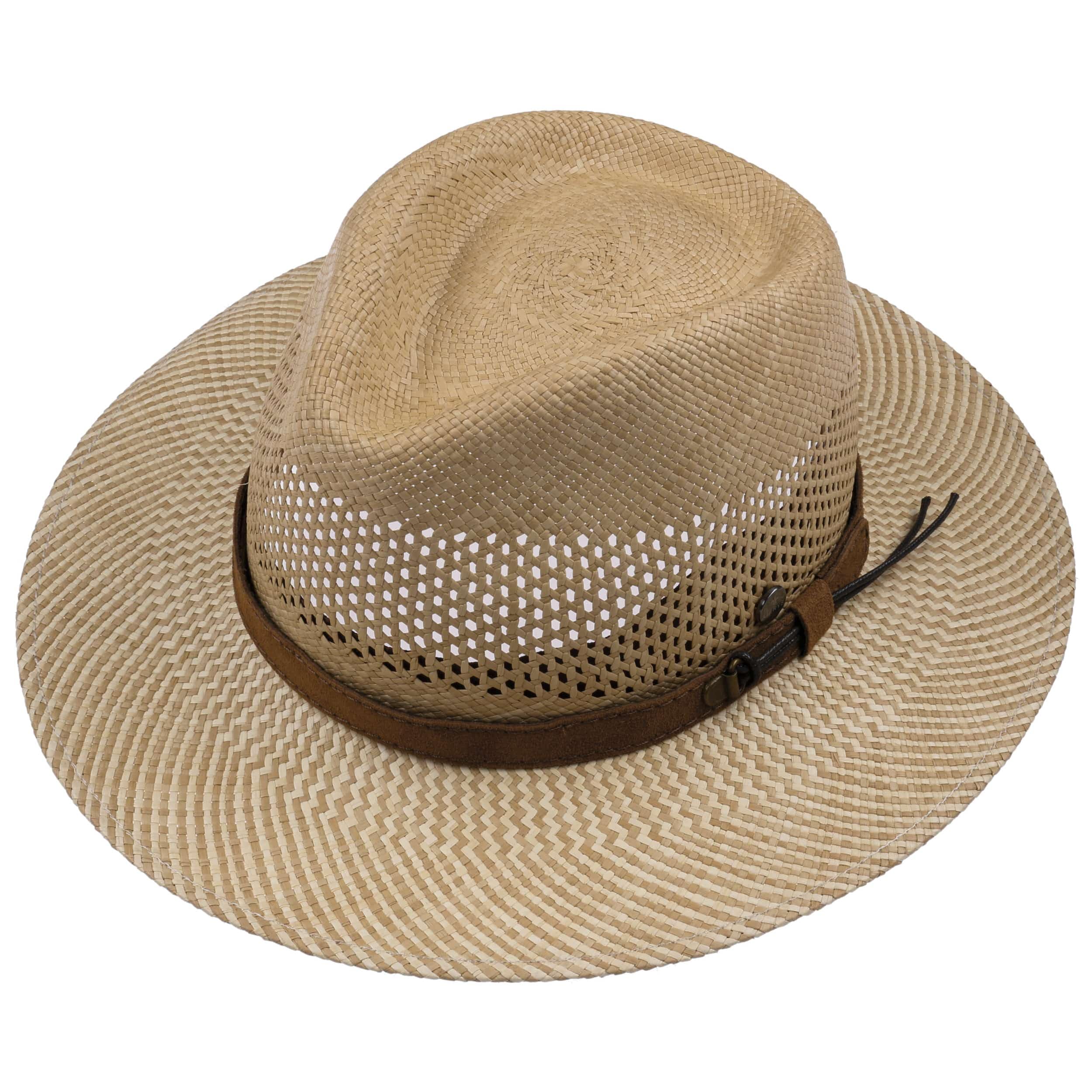 LIERYS Twotone Brim Traveller Panamahut Damen Herren Cowboyhut Ledergarniturband Ecuador