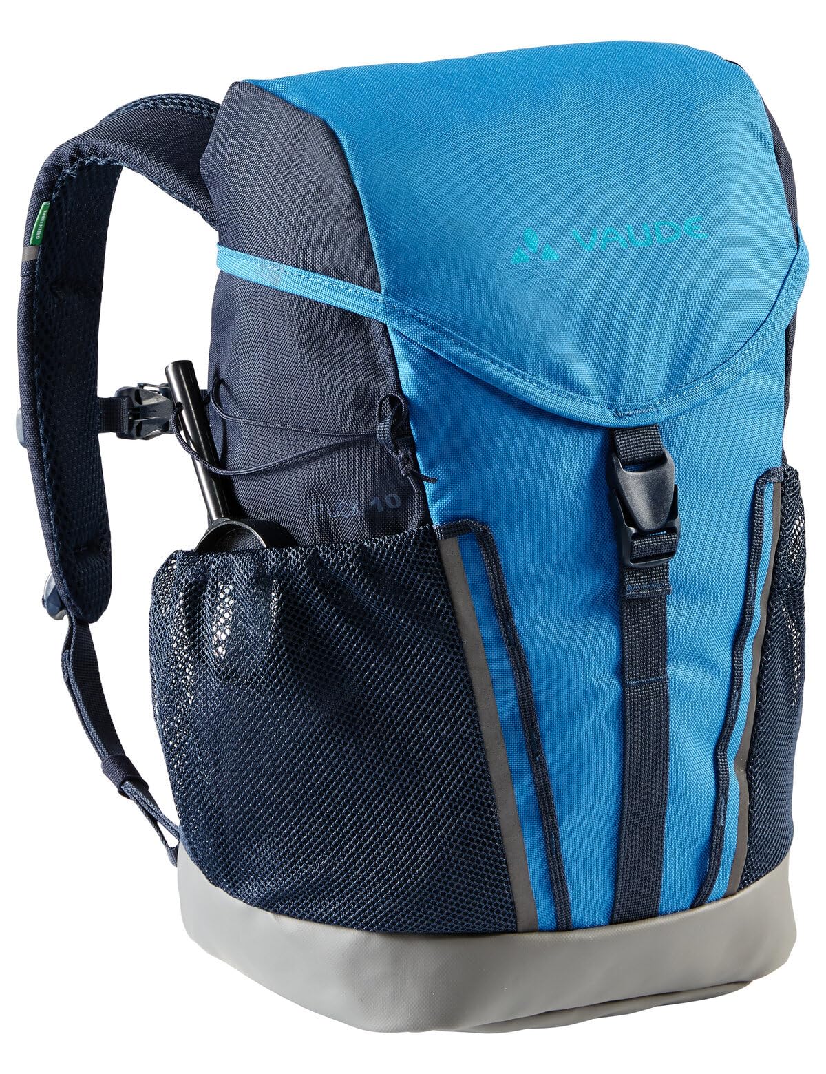 VAUDE Puck kids backpack for Boys & Girls in blue, Comfortable Kids Hiking Backpack 14L, Backpack for School with Rain Cover & Magnifying Glass, Ample Storage Space