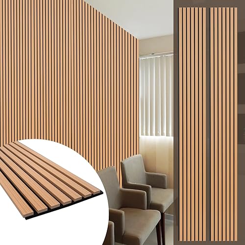 Miniatura 14 de Yuzzy Paneles de madera para pared, paneles acústicos de listones de madera de nogal oscuro de 9 pies, 4 unidades, paneles de pared modernos que