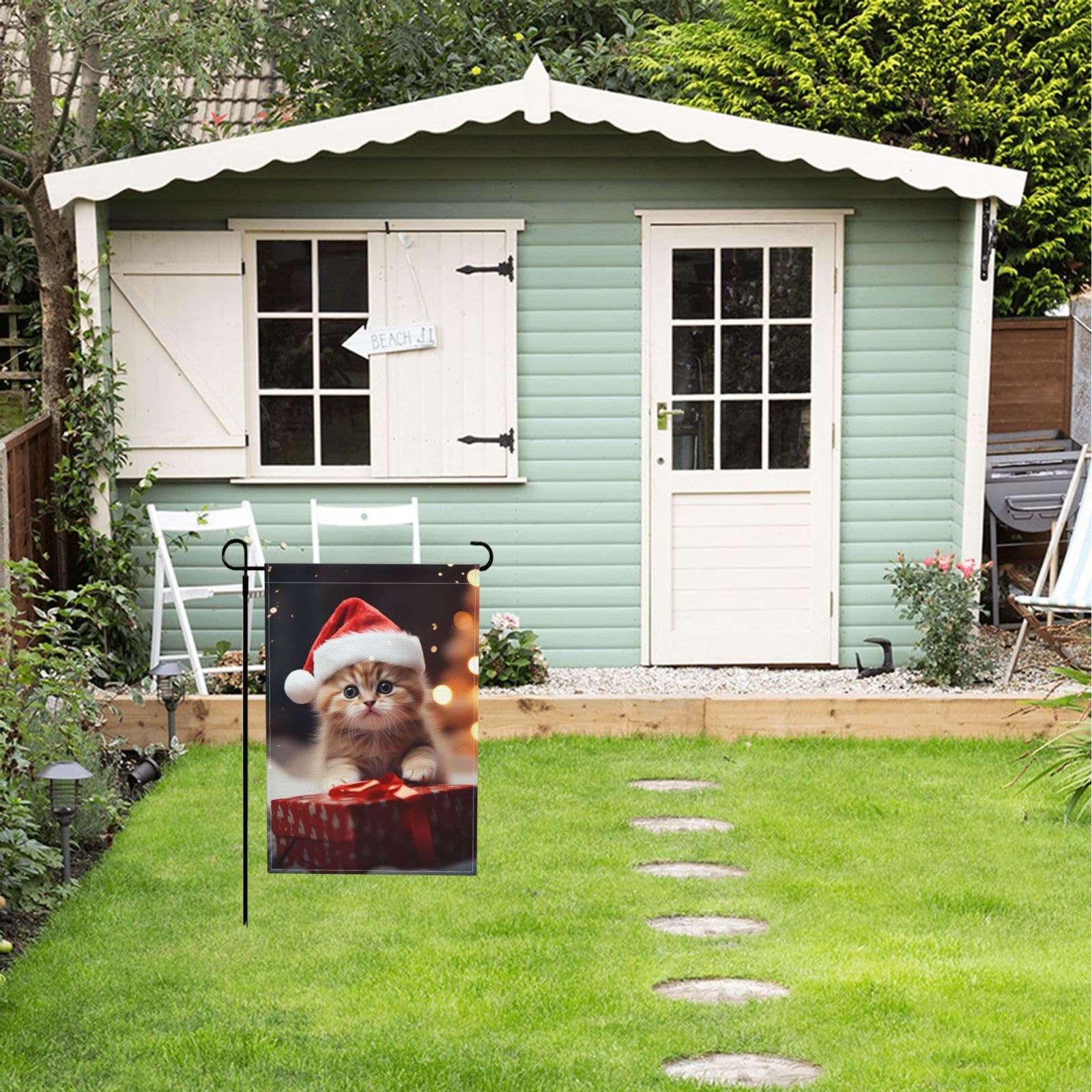 Regalo di Natale modello bandiera da giardino verticale doppia faccia piccola bandiera cortile stagionale fattoria vacanza all'aperto decorazione esterna 30,5 x 45,7 cm